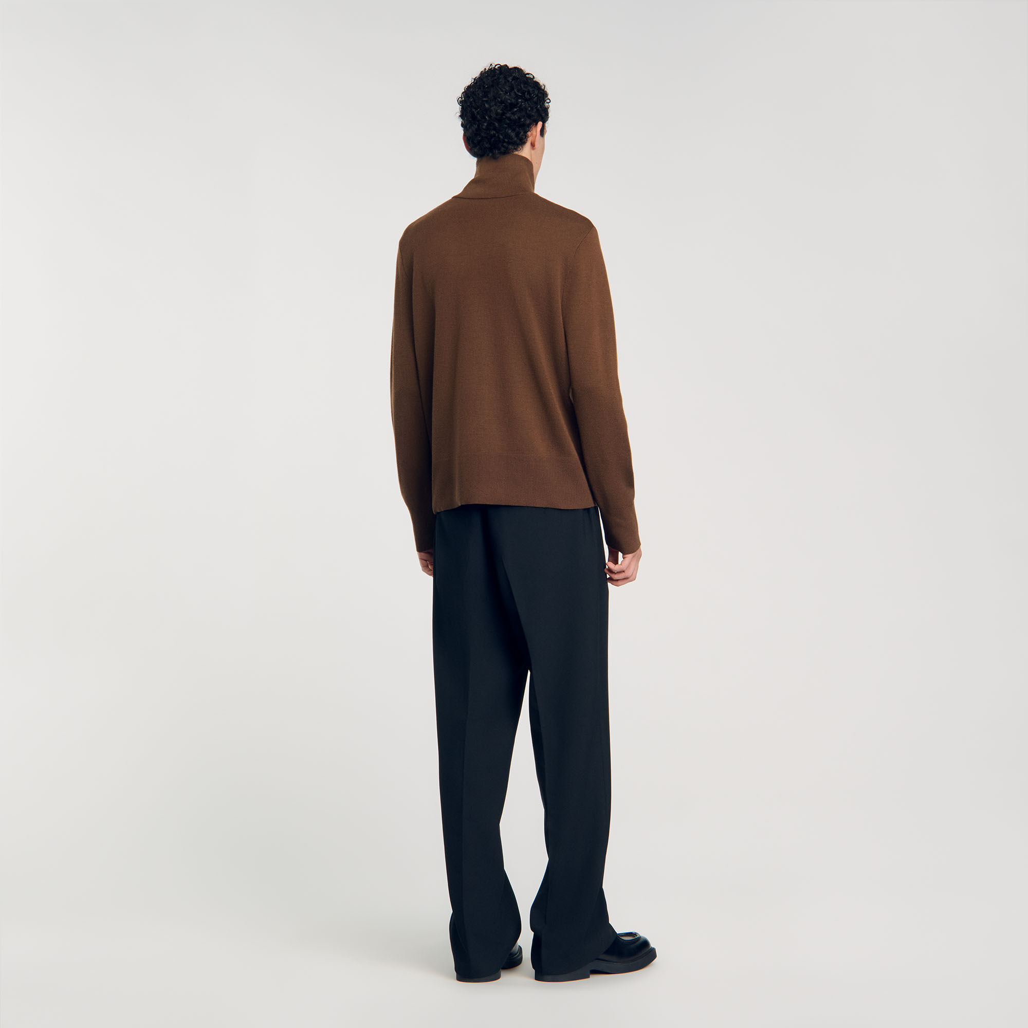 Zip-up wool cardigan