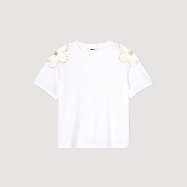 T-shirt with embroidered flowers