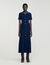 Denim collar knit maxi dress
