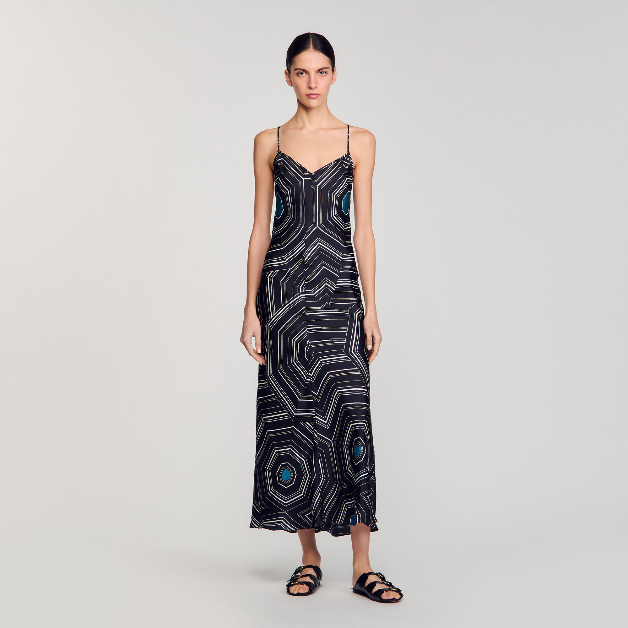 Patterned silk maxi dress