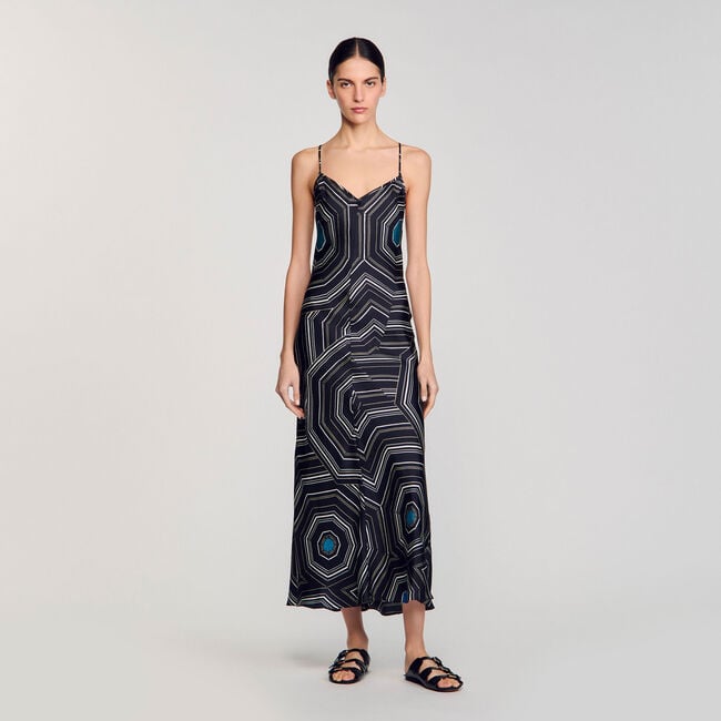 Patterned silk maxi dress