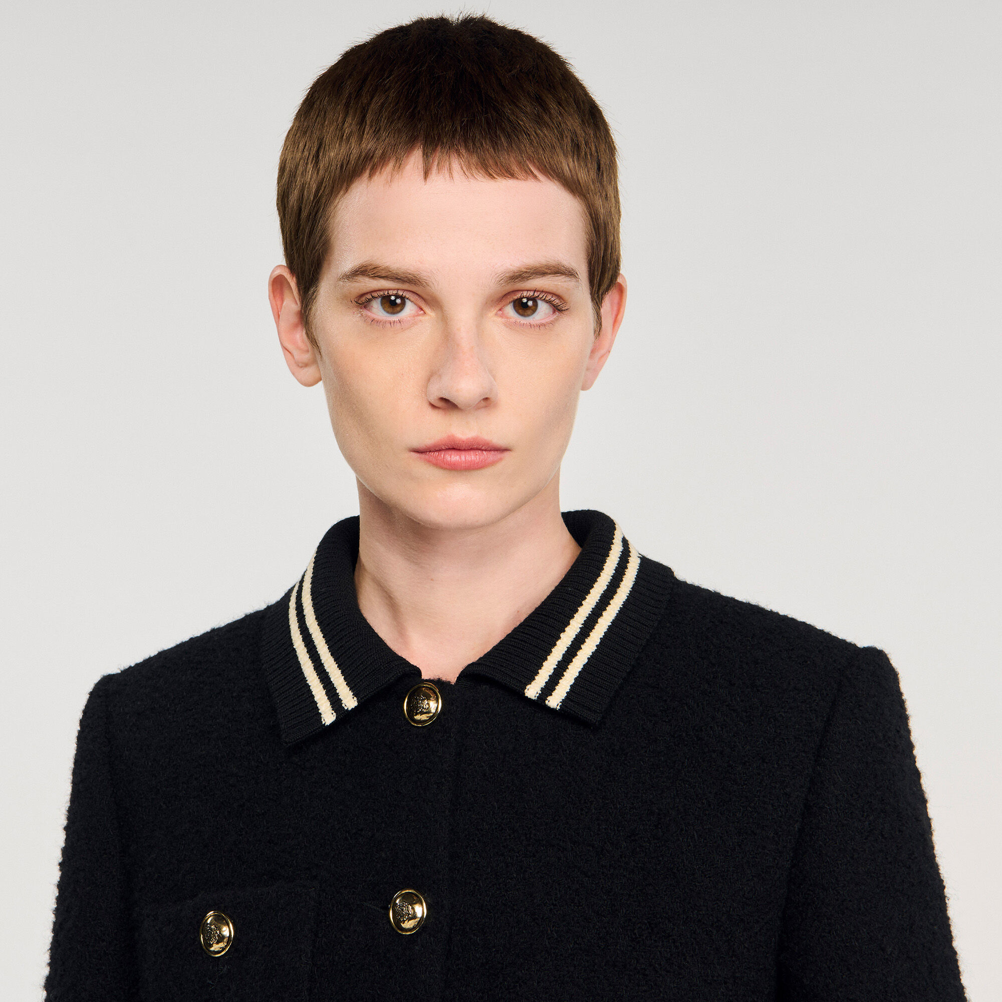 Tweed jacket black / gray For Women | Sandro Paris