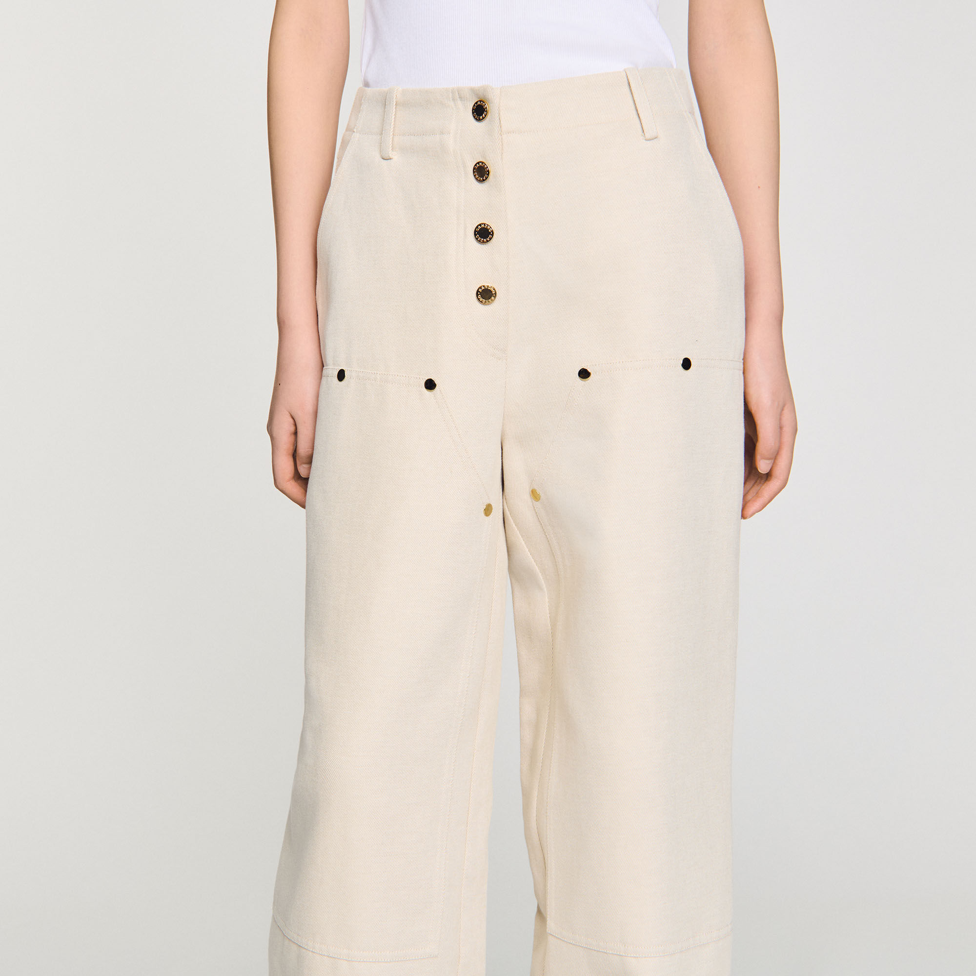 Carpenter jeans white / beige For Women | Sandro Paris