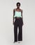 Floral jacquard ruffle crop top