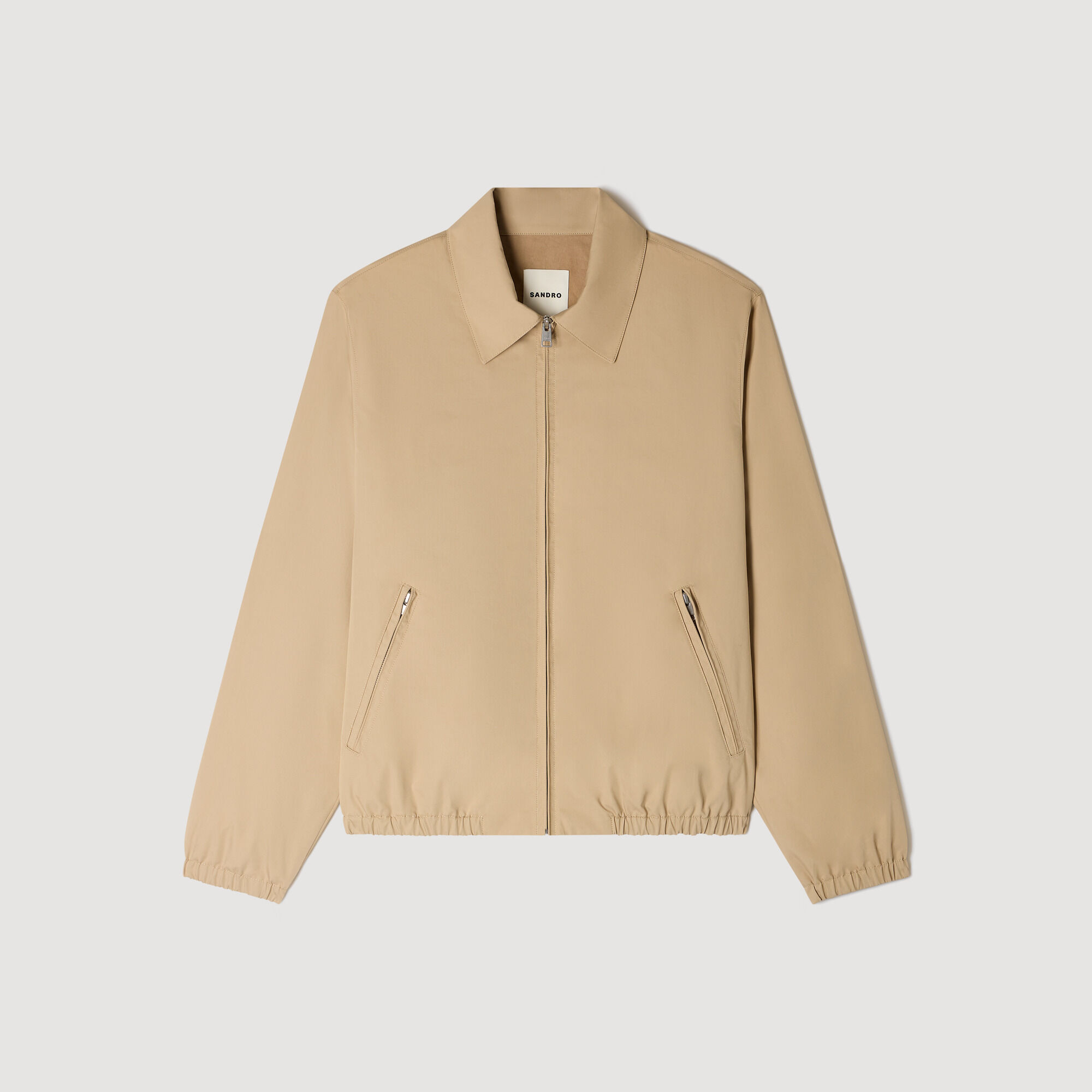 Zip-up cotton jacket in Sand for Men | Sandro Paris