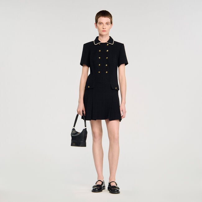 Mini buttoned tweed dress