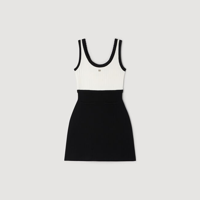 Two-tone knit mini dress