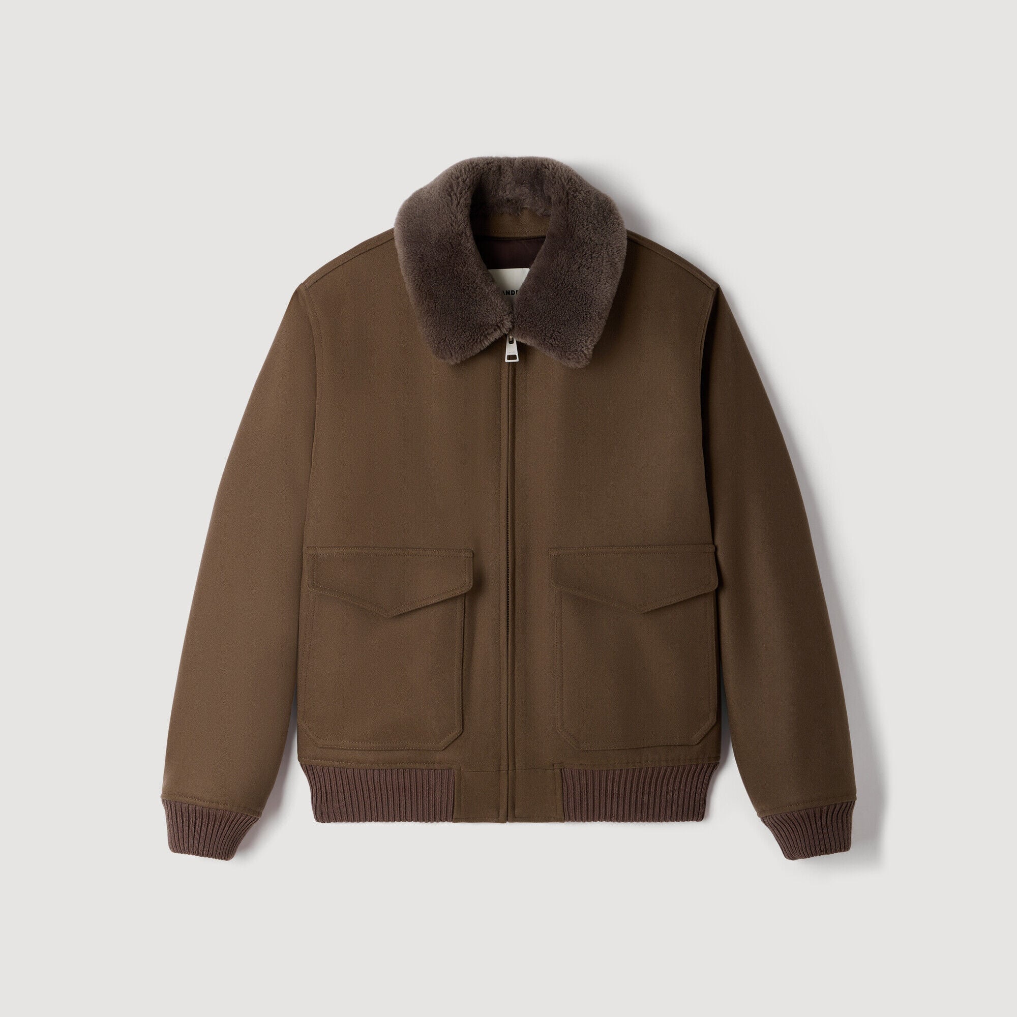 Wool aviator jacket with shearling - Men | Sandro