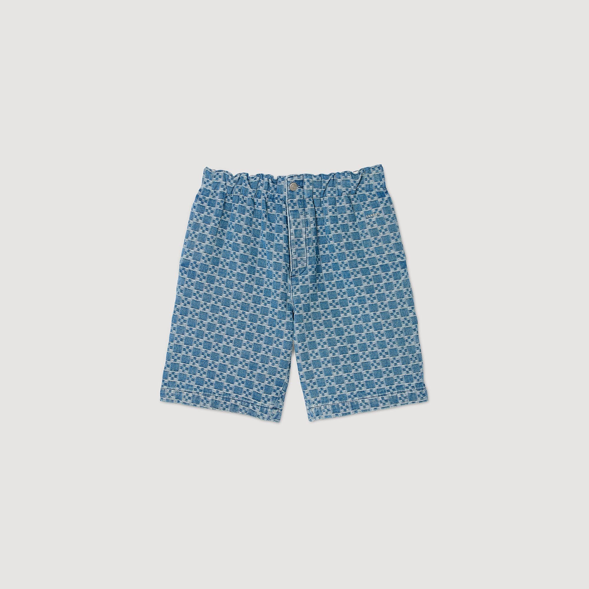 Square cross denim Bermuda shorts