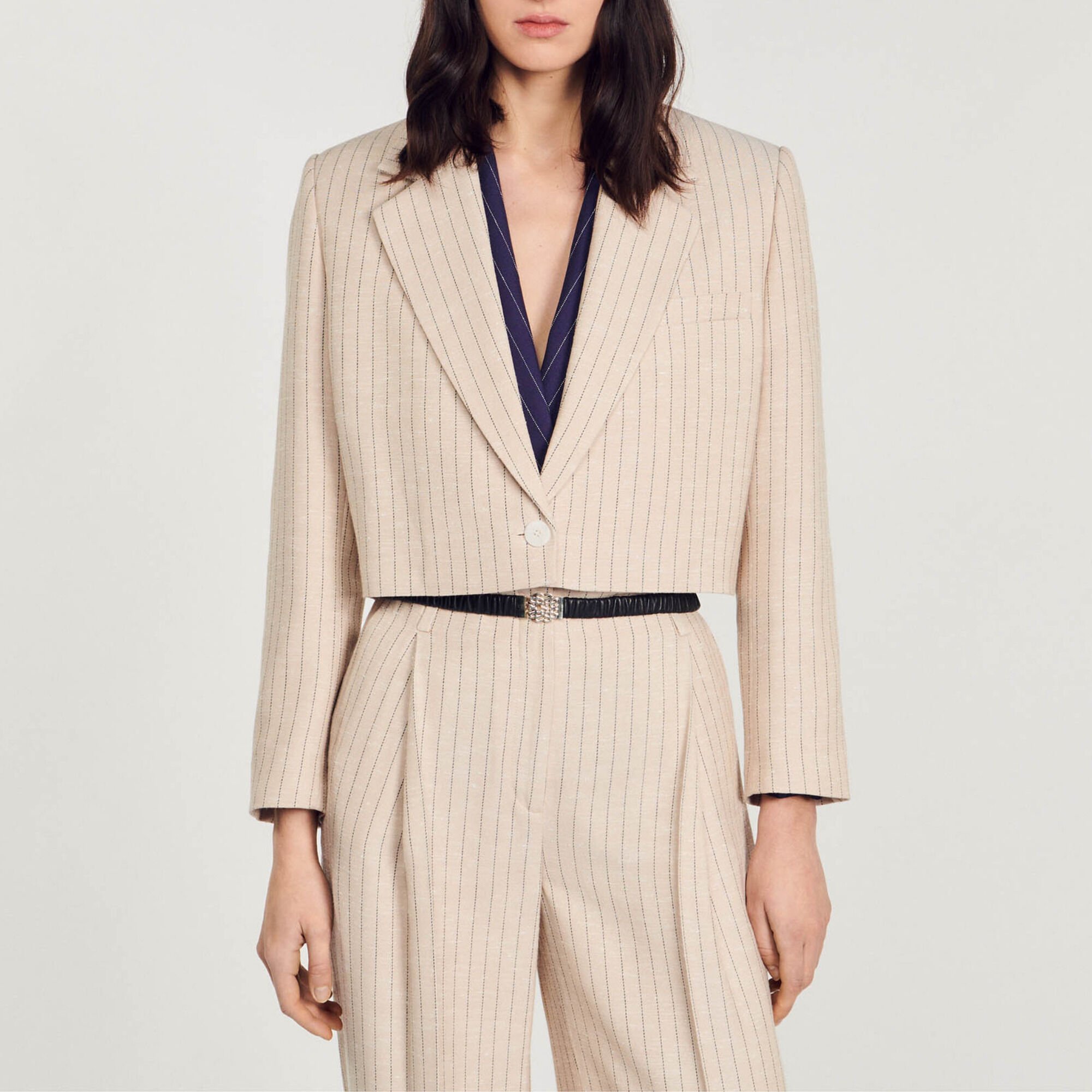 Stripy cropped jacket