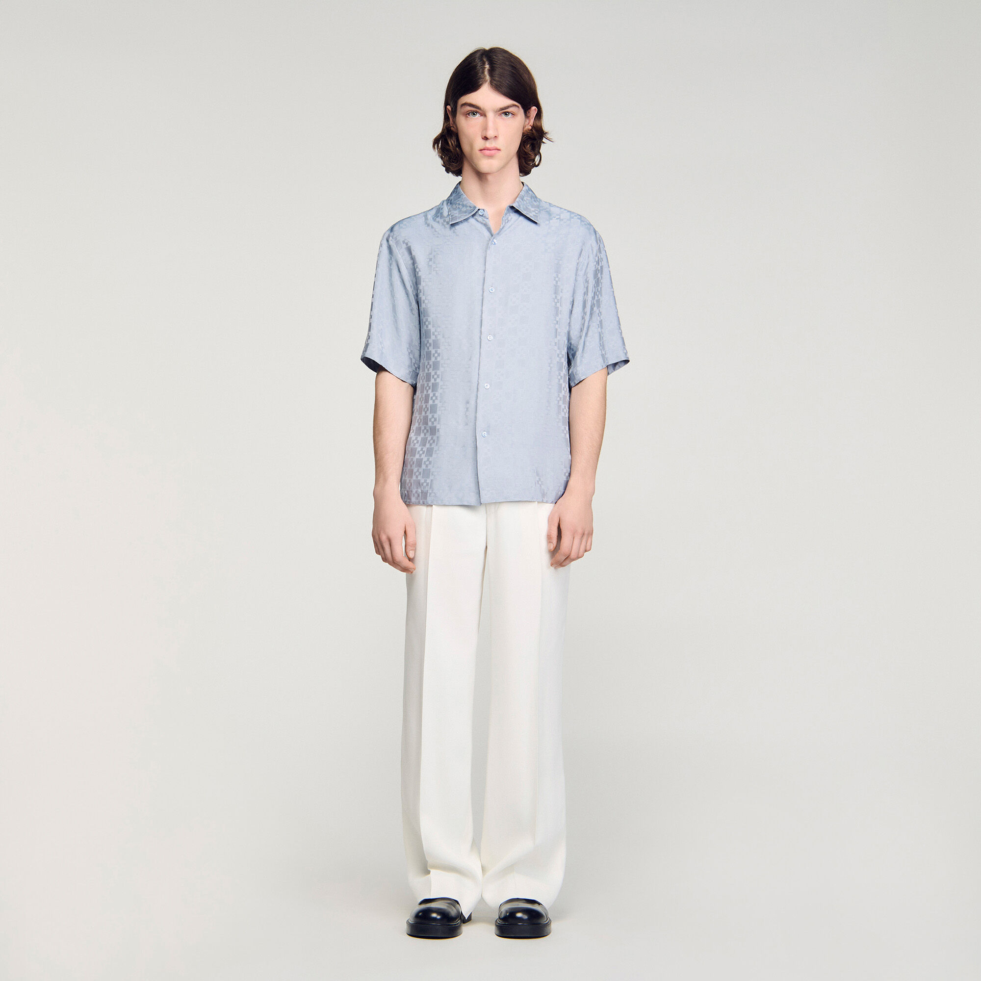 Square Cross loose-fit shirt in Chambray for Men | Sandro Paris