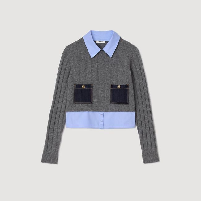 Cropped wool and cashmere sweater