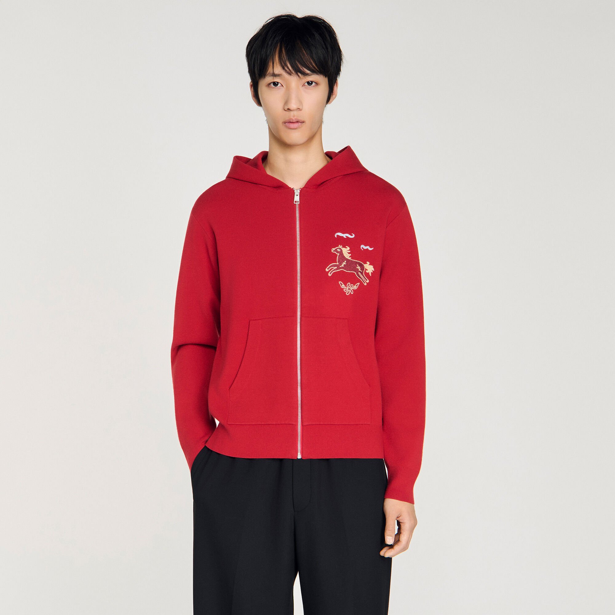 Animal print zip-up cardigan