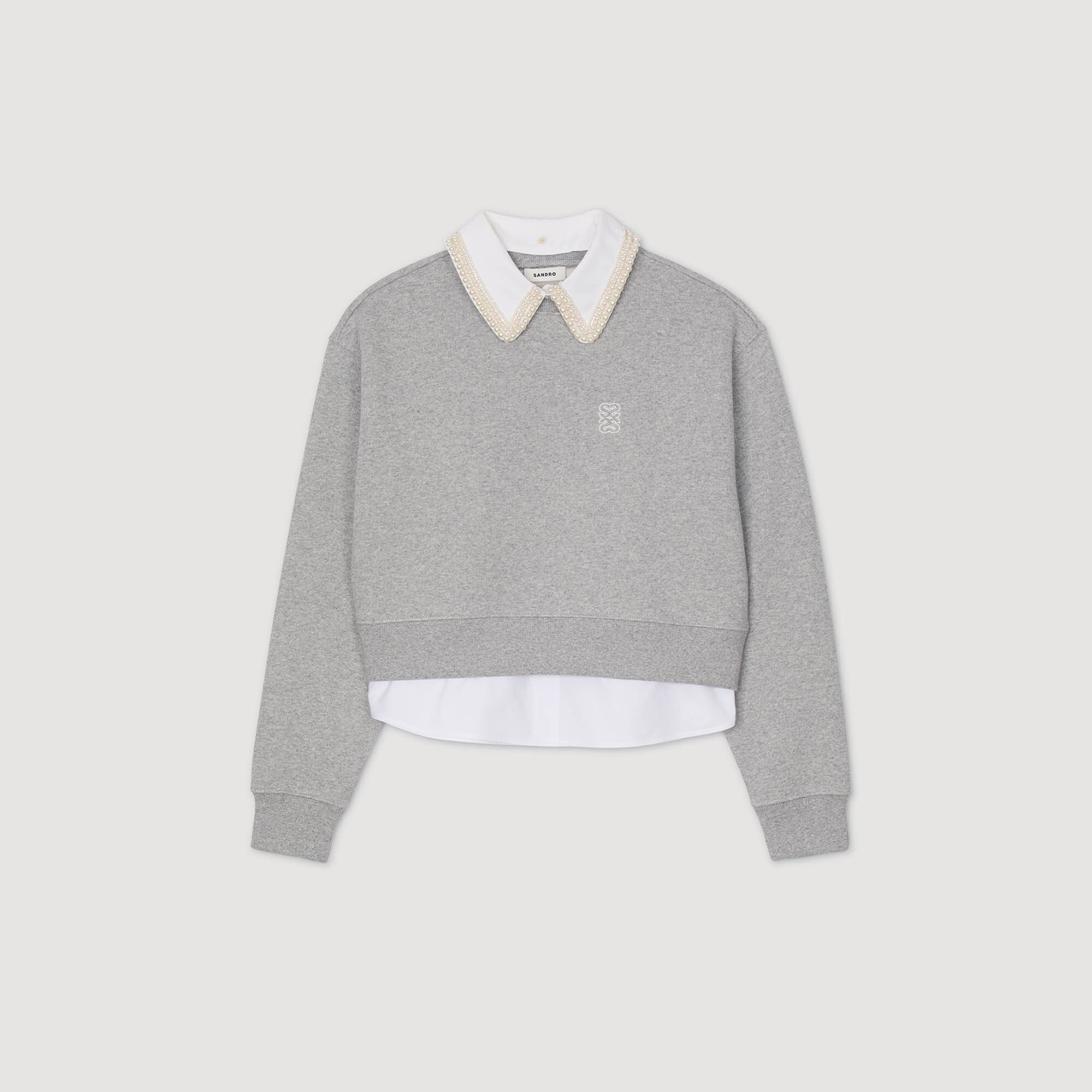 Layered effect sweatshirt black / gray For Women | Sandro Paris