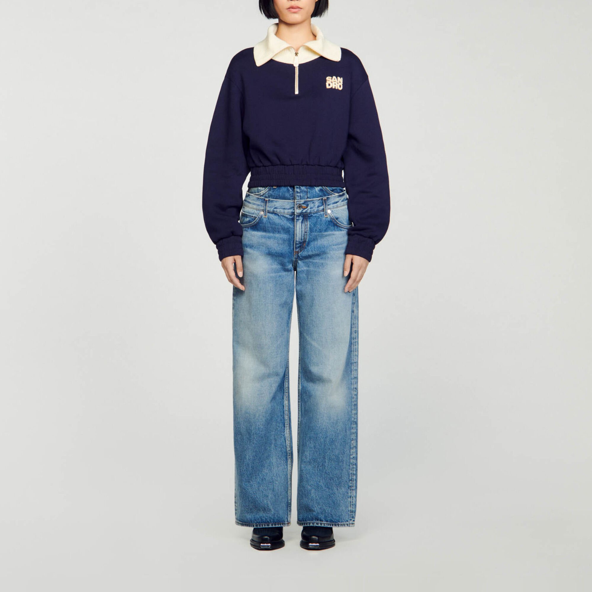 Cropped sweatshirt blue For Women | Sandro Paris