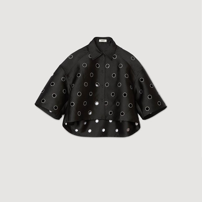 Knitted polo shirt with zip collar