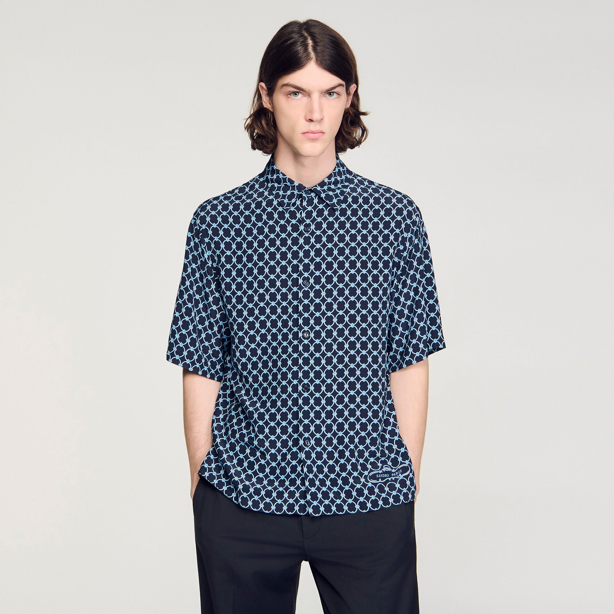 Link print loose-fit shirt