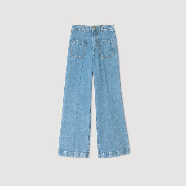 Wide-leg high-rise jeans