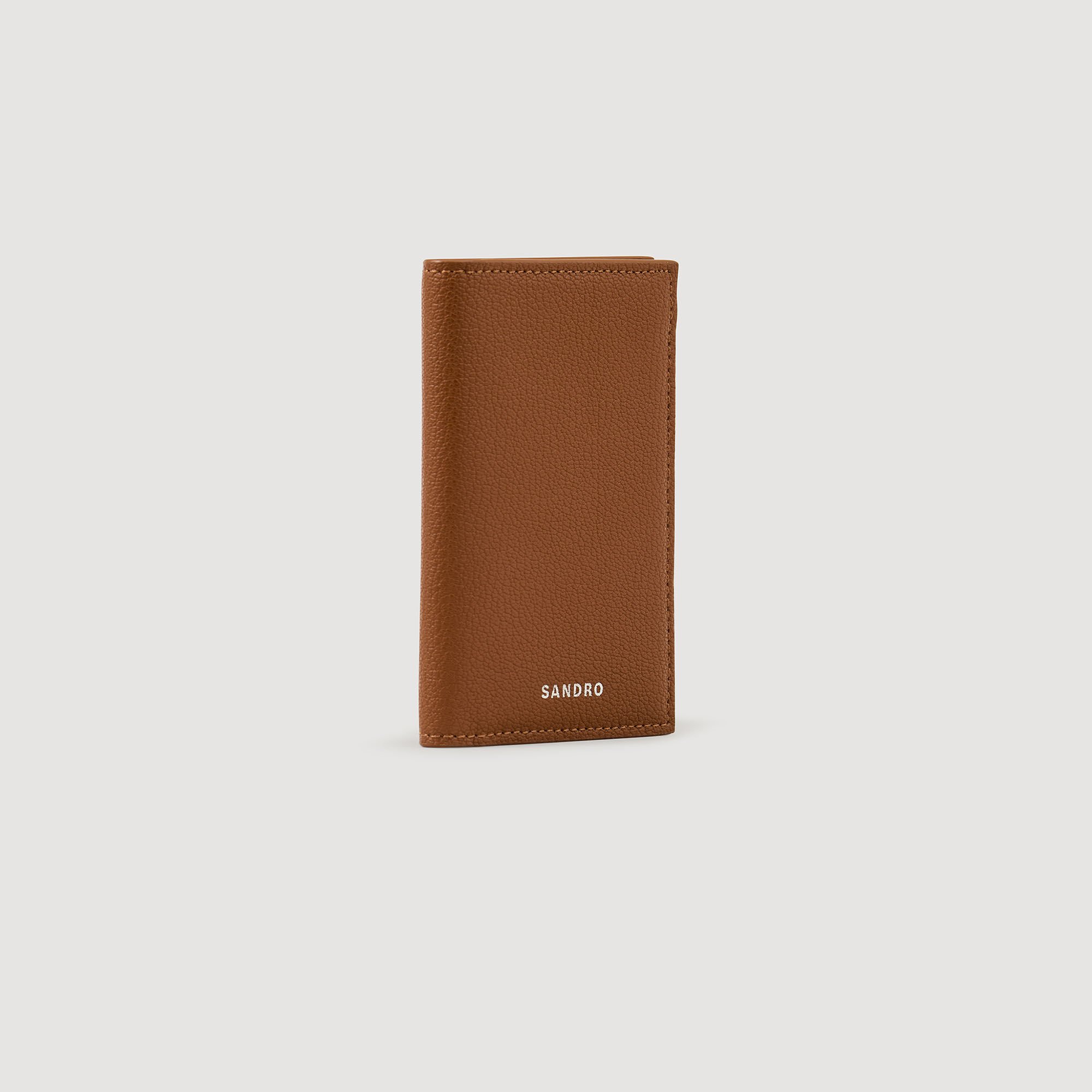 Grained leather foldable cardholder