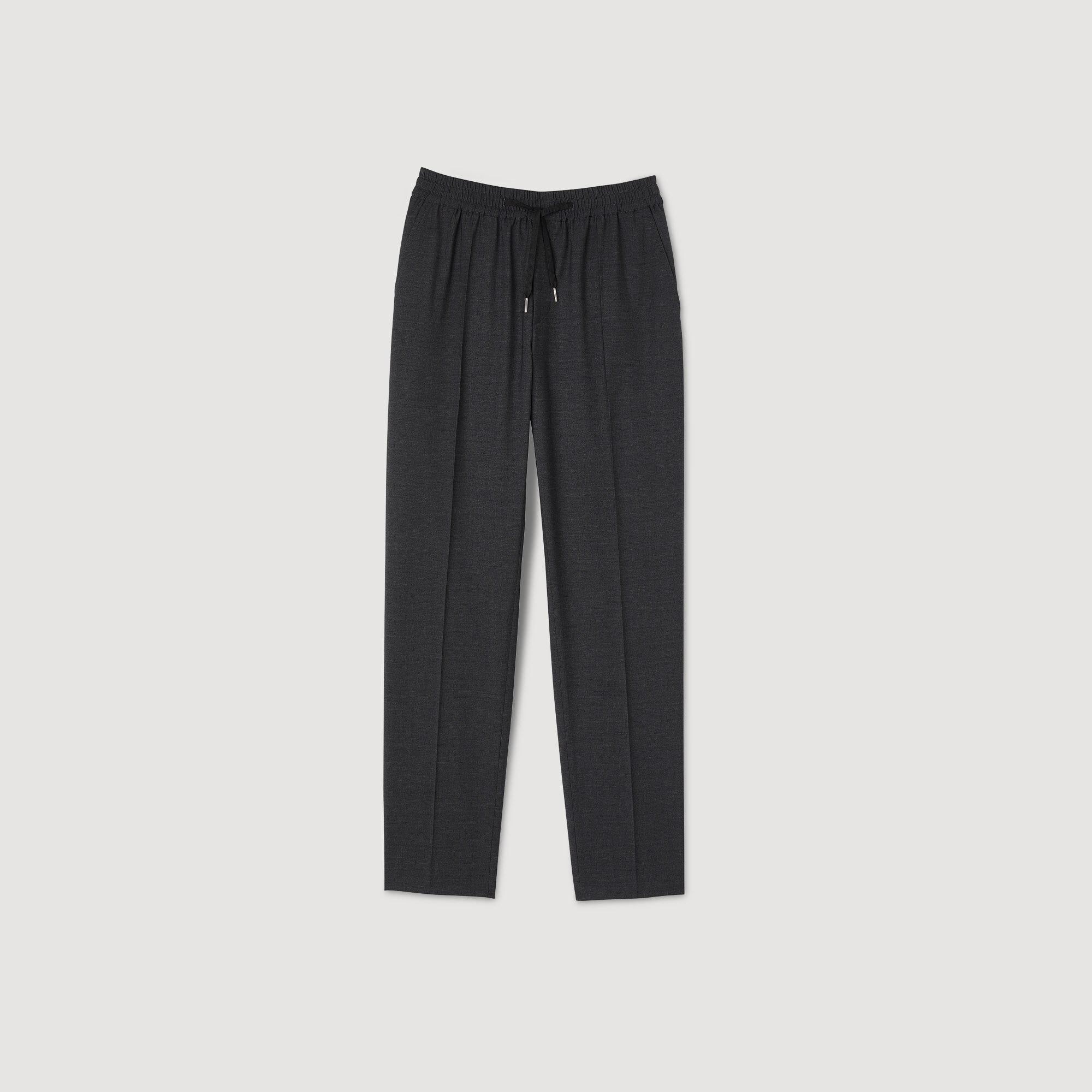 Elasticated straight-leg trousers