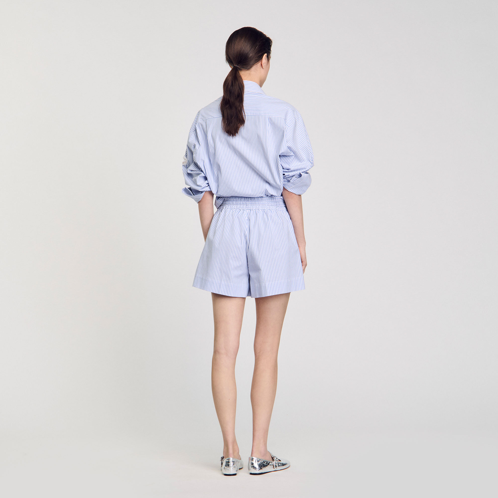 Striped shorts with flower detail