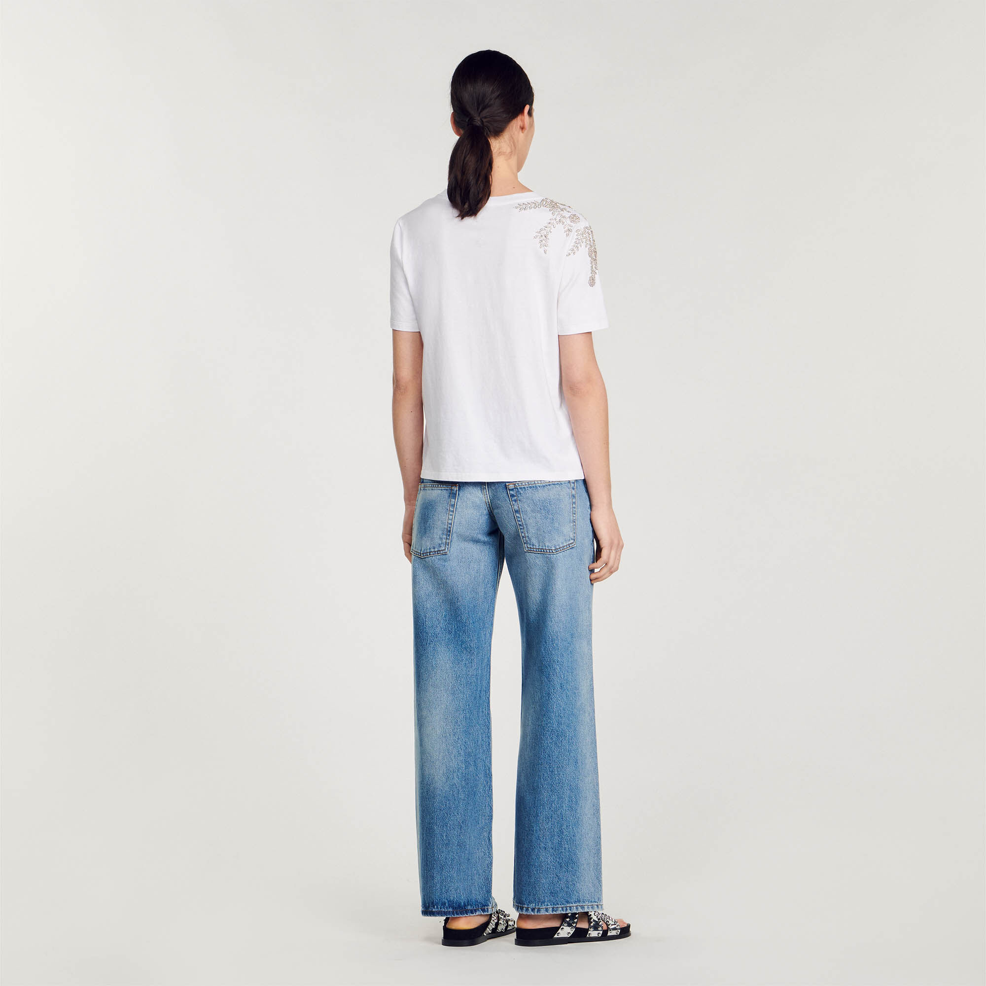 Rhinestone-embellished T-shirt