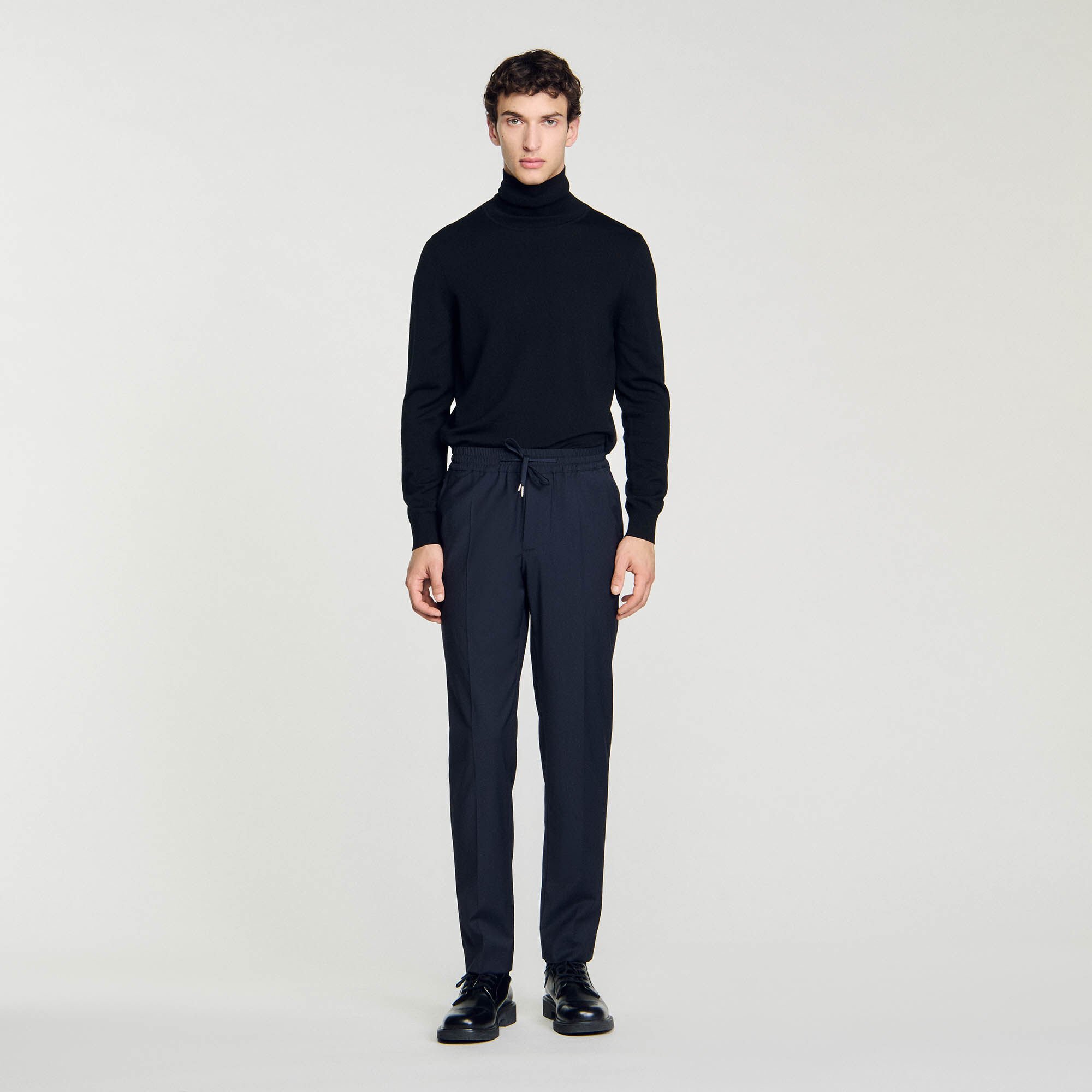 Elasticated straight-leg trousers