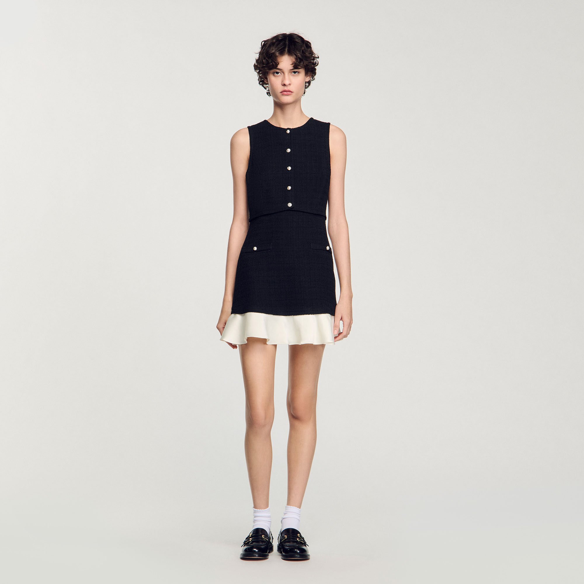 Two-tone tweed mini dress