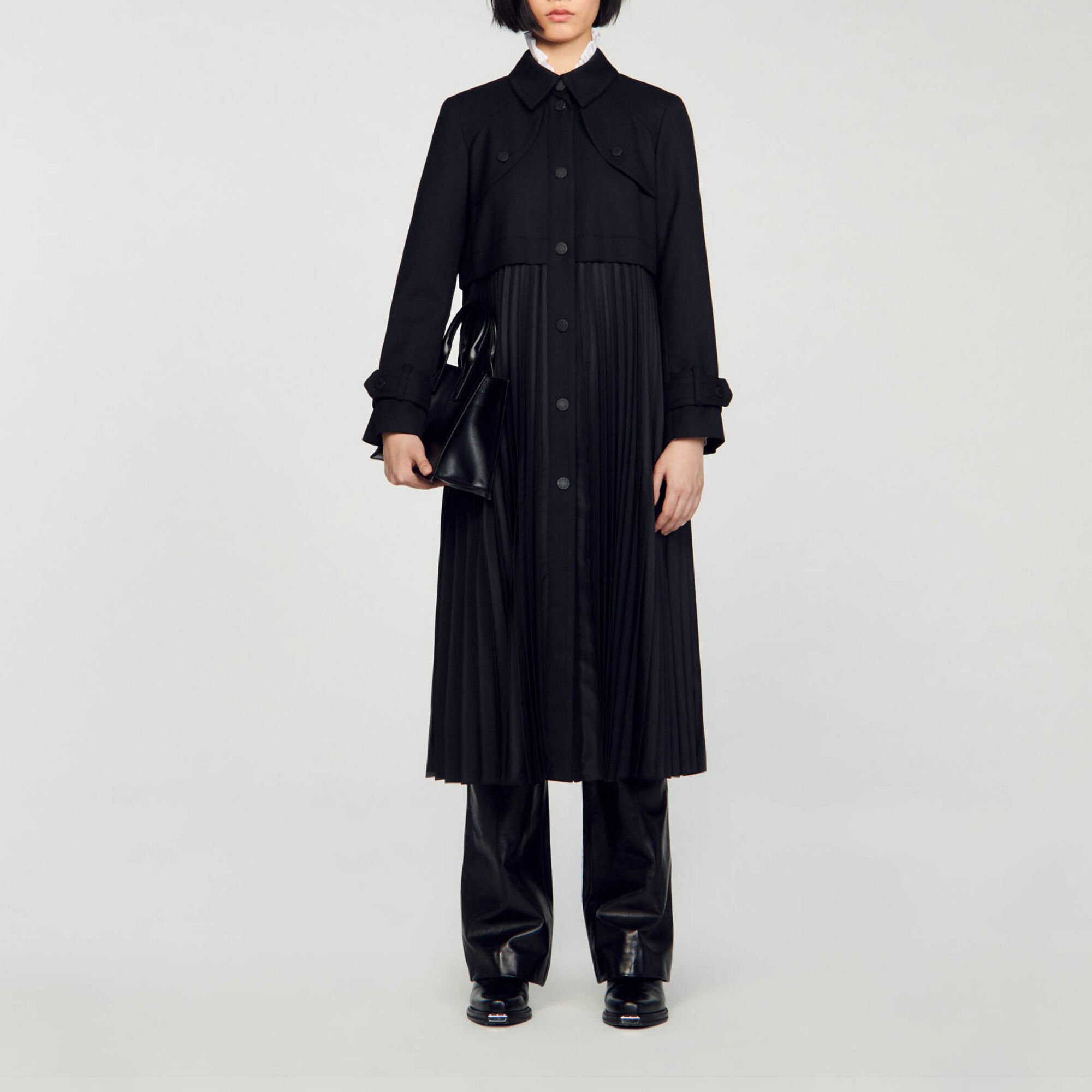Pleated trench coat