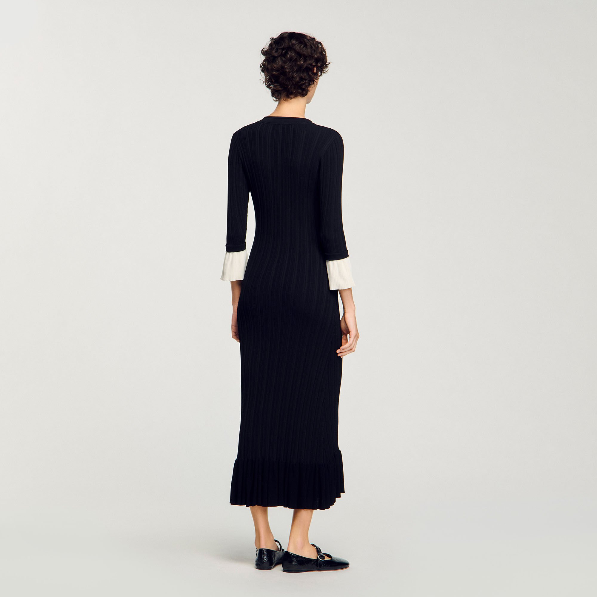Two-tone knit maxi dress