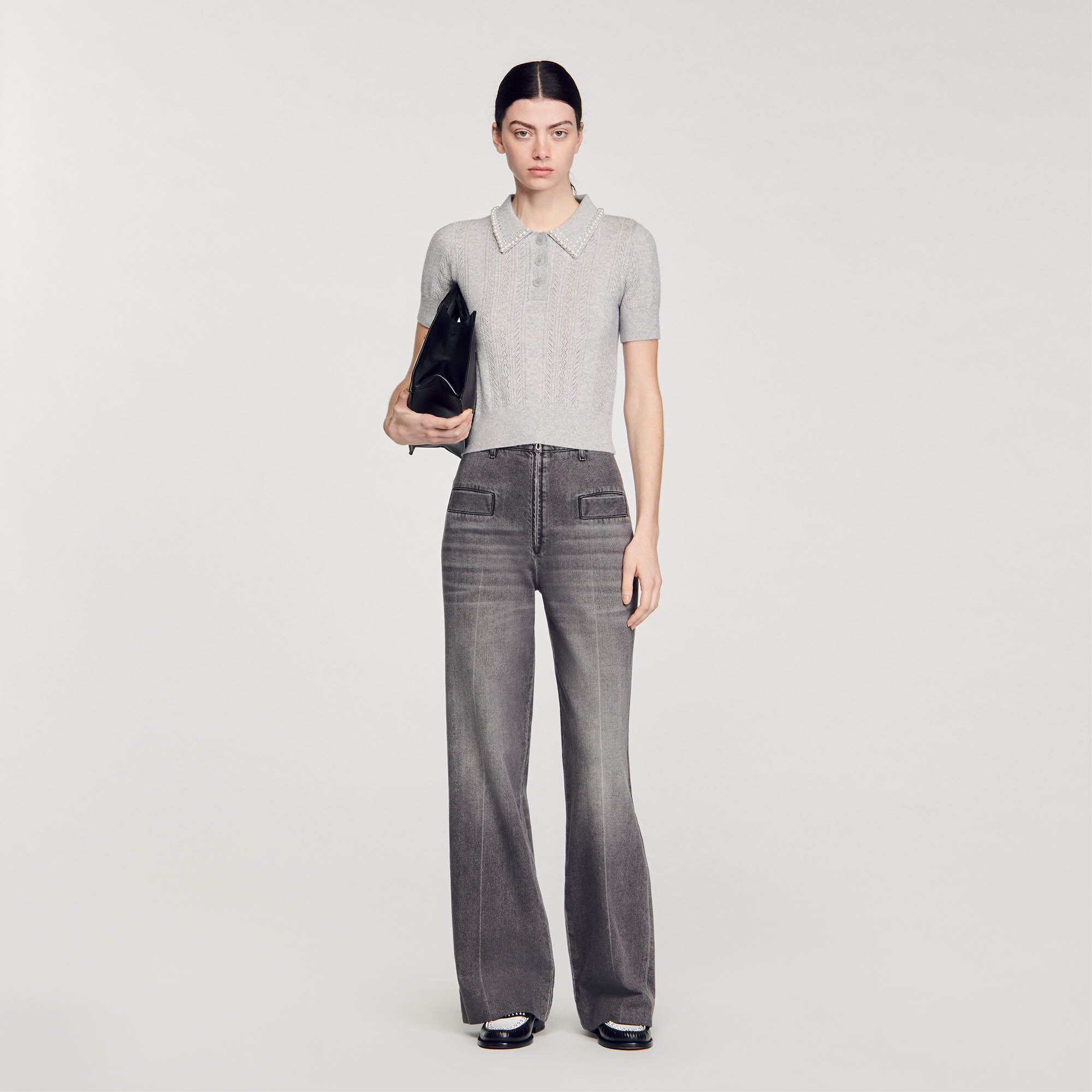 Cropped polo neck jumper