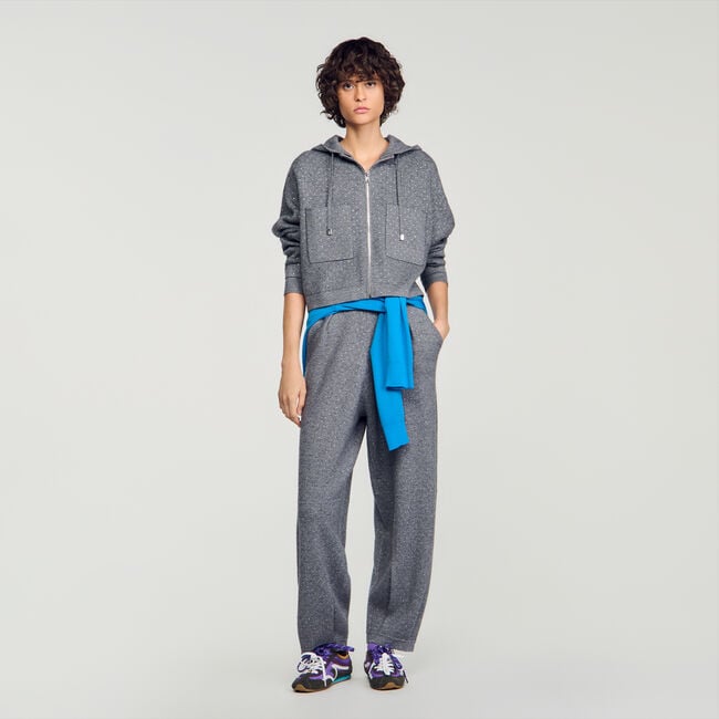 Hooded rhinestone cardigan - Women | Sandro