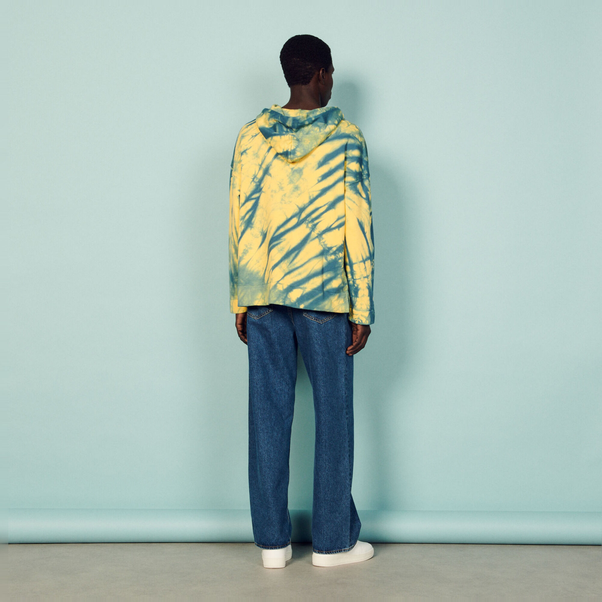Tie dye hoodie yellow orange for Men Sandro Paris