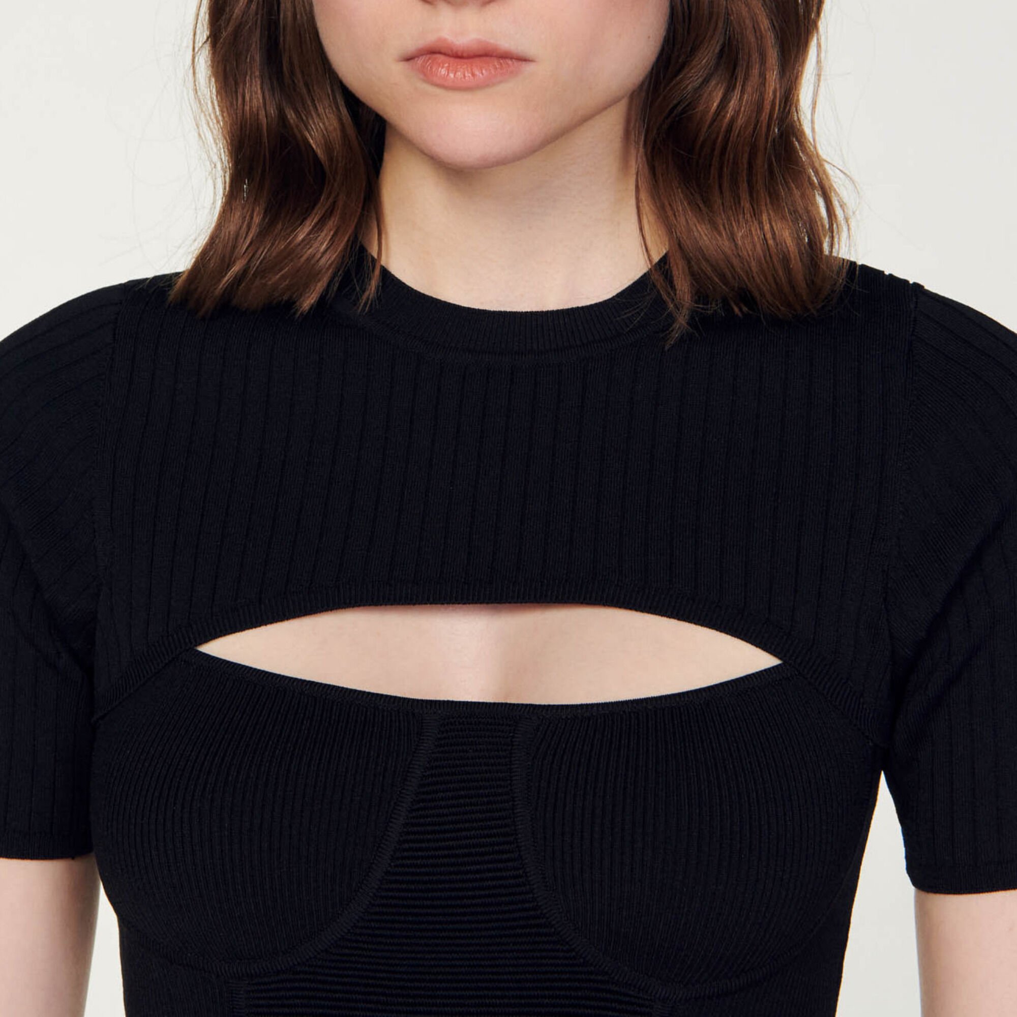 Cropped openwork jumper