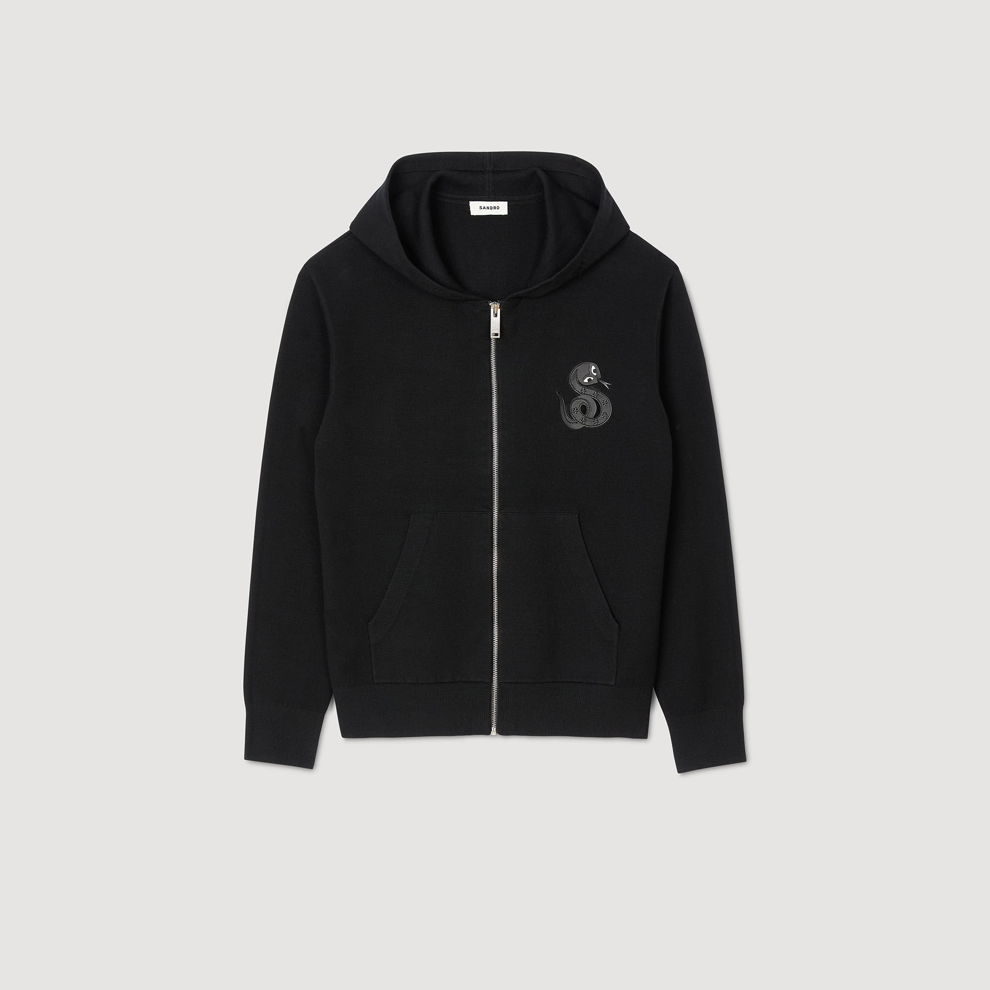 Zip-up cardigan with snake detail