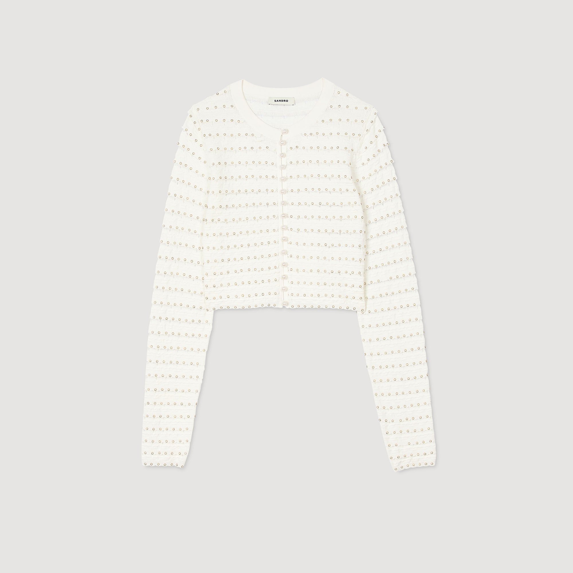 Cropped cardigan with pearl buttons