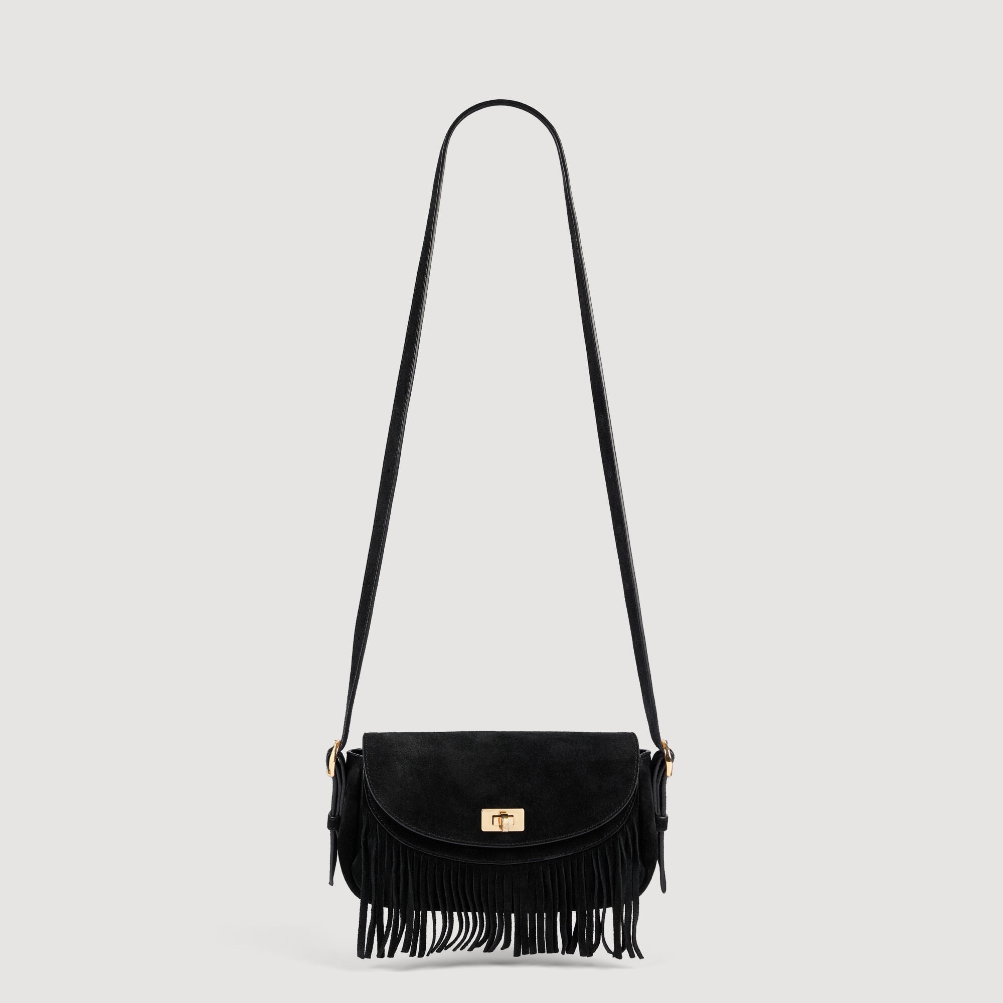 Mini Mambo suede bag in Black for Women | Sandro Paris