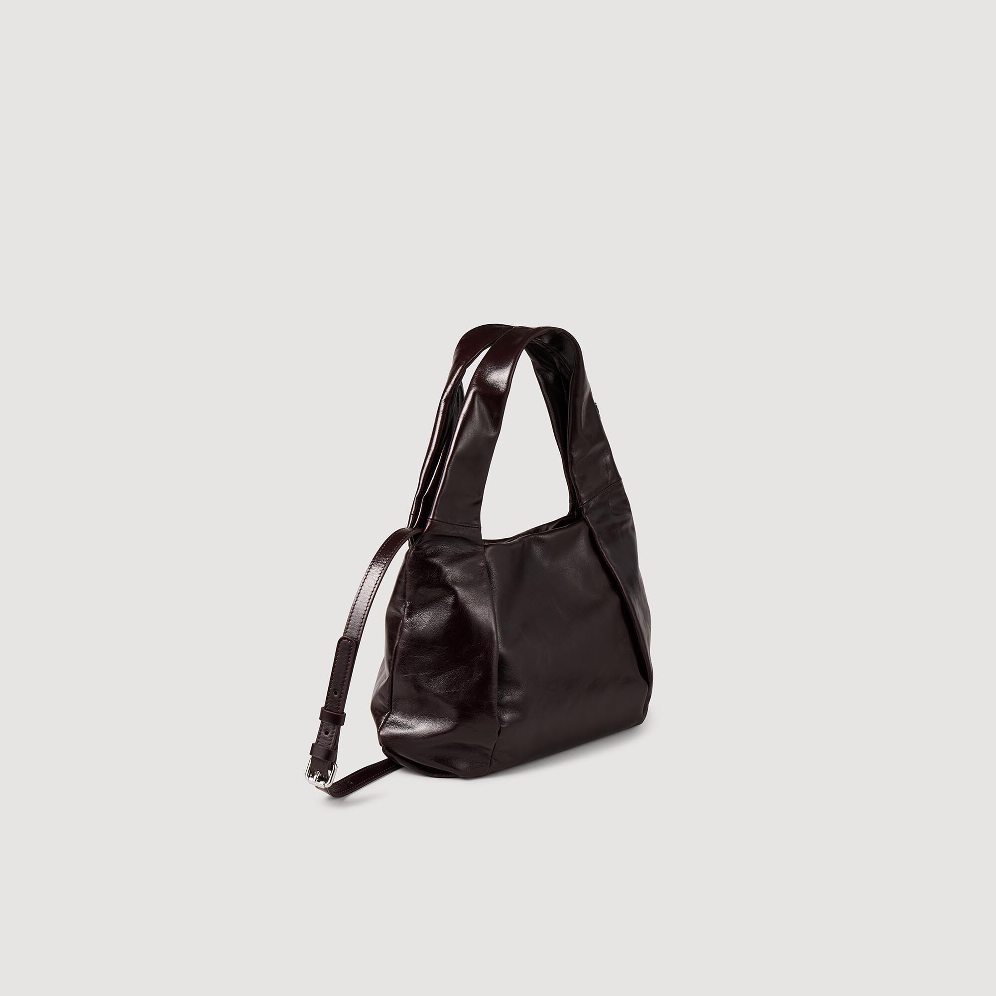 Small shiny leather bag