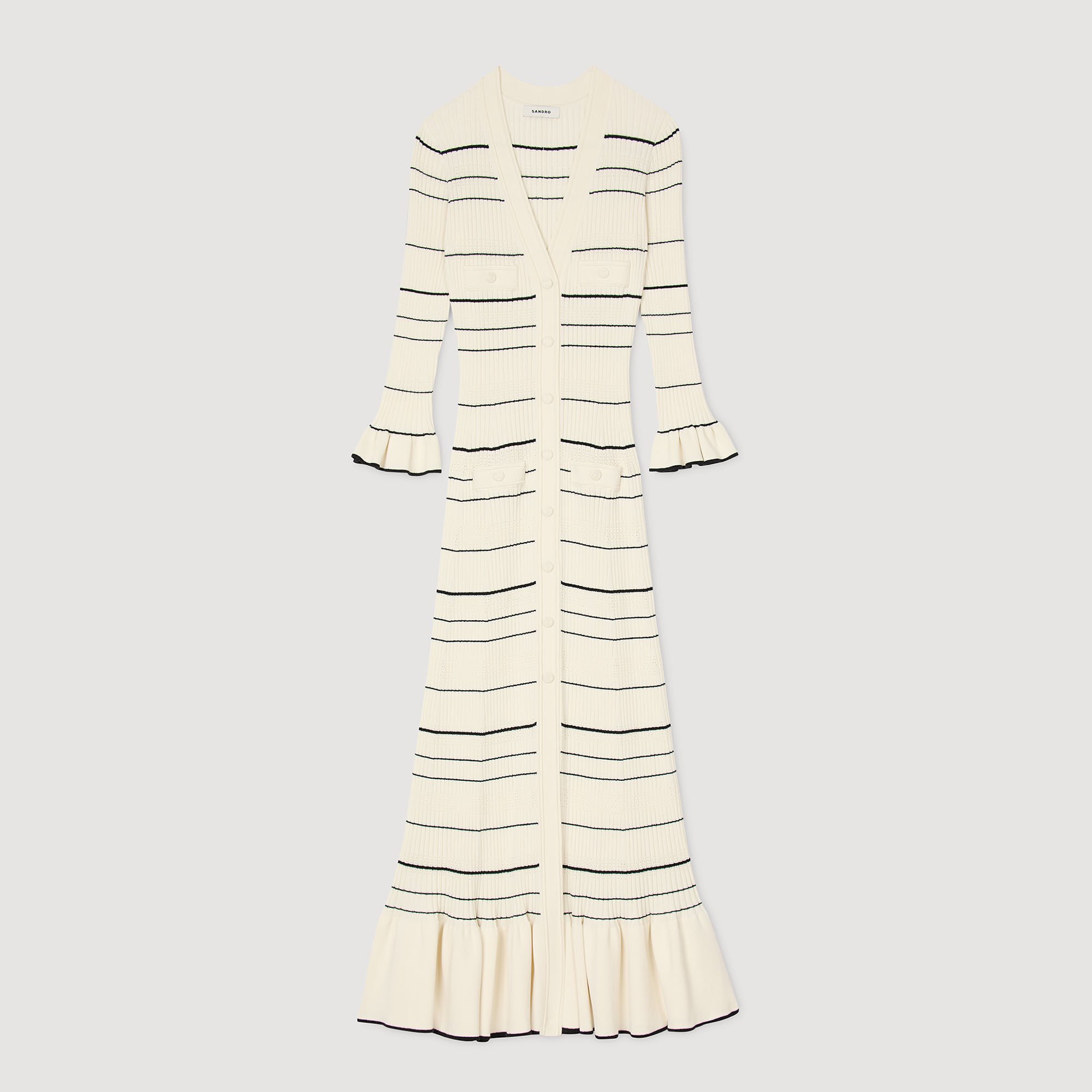 Striped knit maxi dress