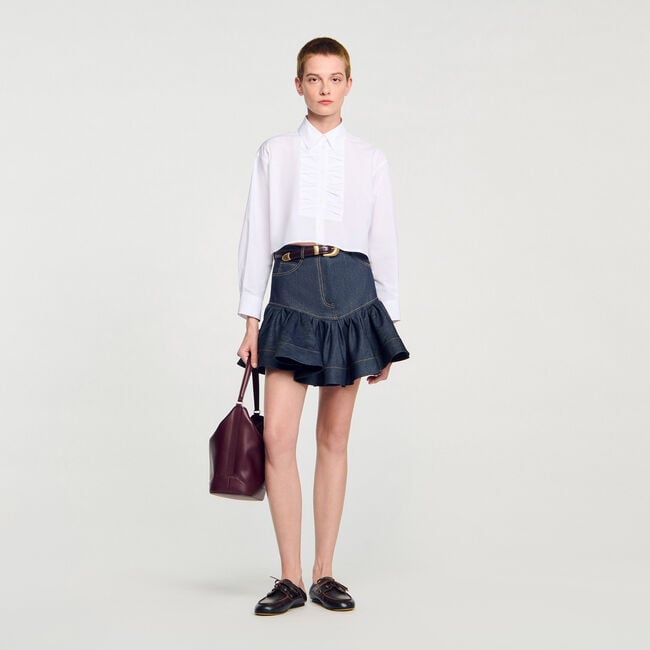 Cropped shirt with bow detail