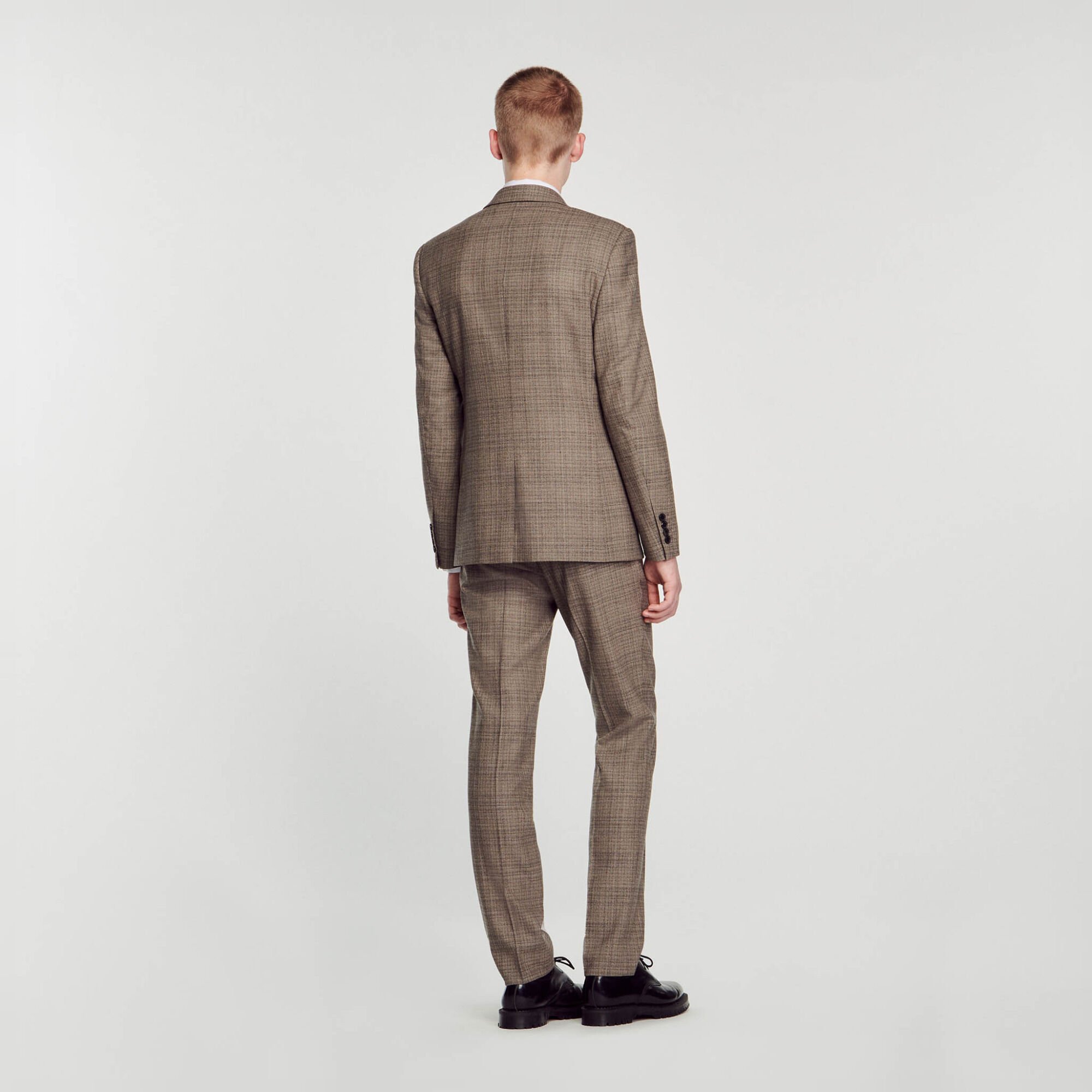 Wool checked suit jacket black / gray for Men | Sandro Paris
