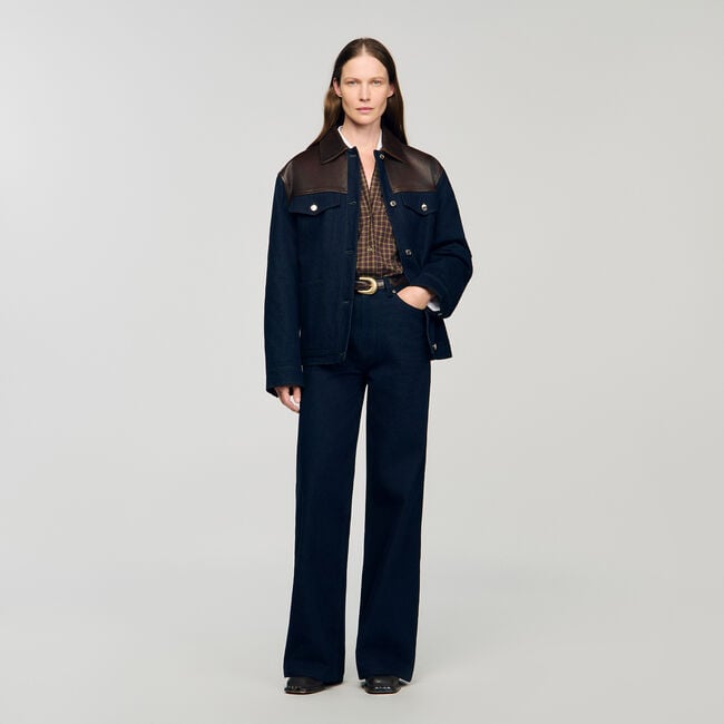 Wide-leg raw jeans