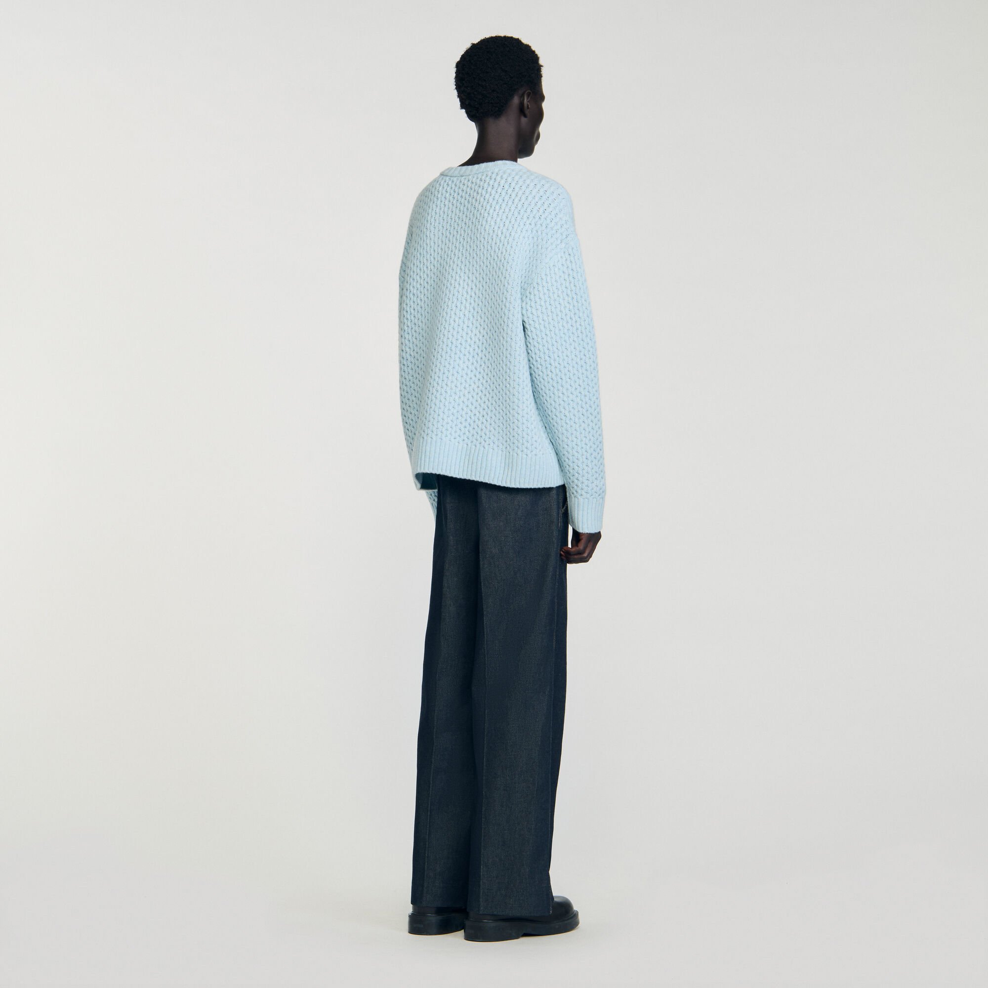 Honeycomb stitch wool sweater