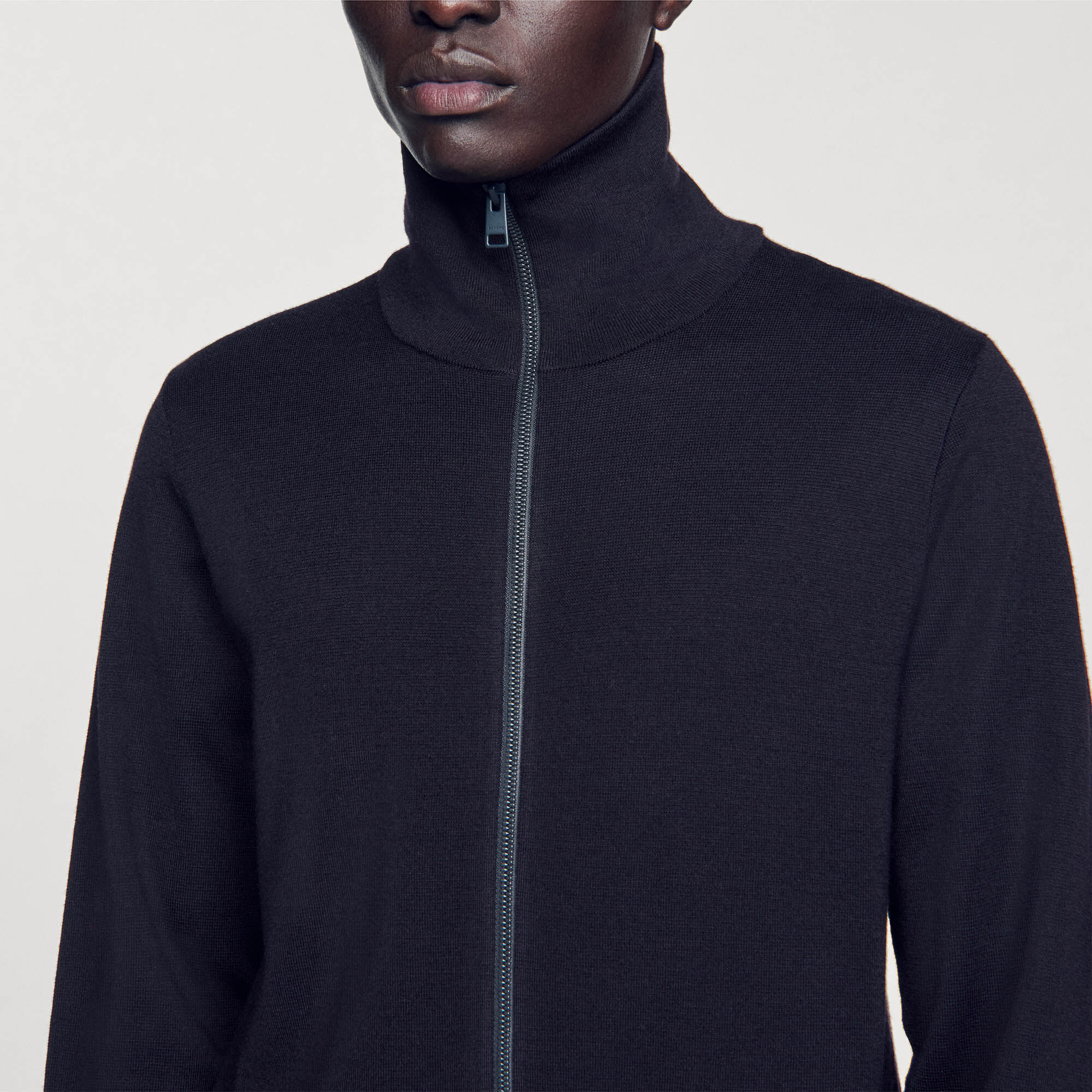 Zip-up wool cardigan