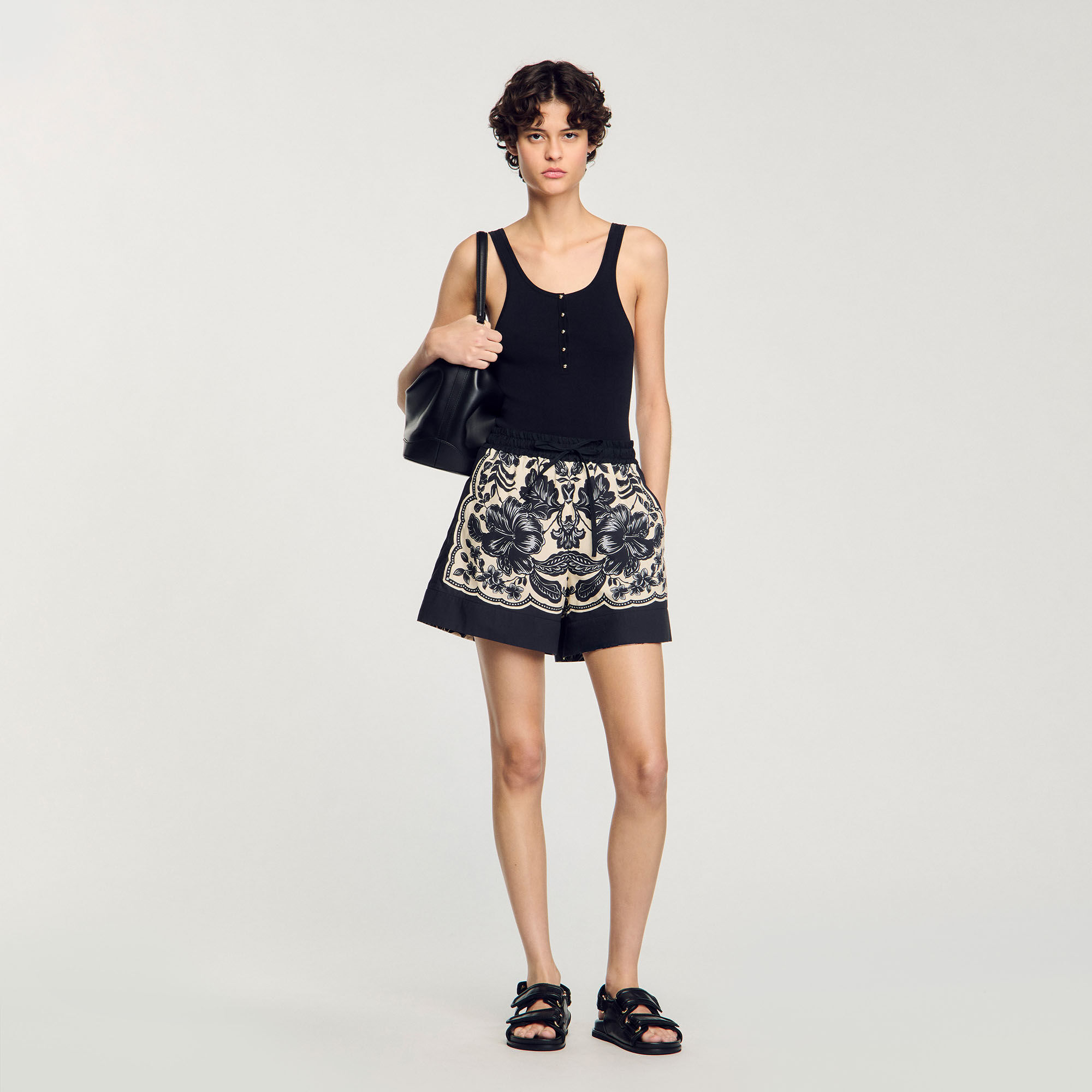 Rib knit vest top black / gray For Women | Sandro Paris