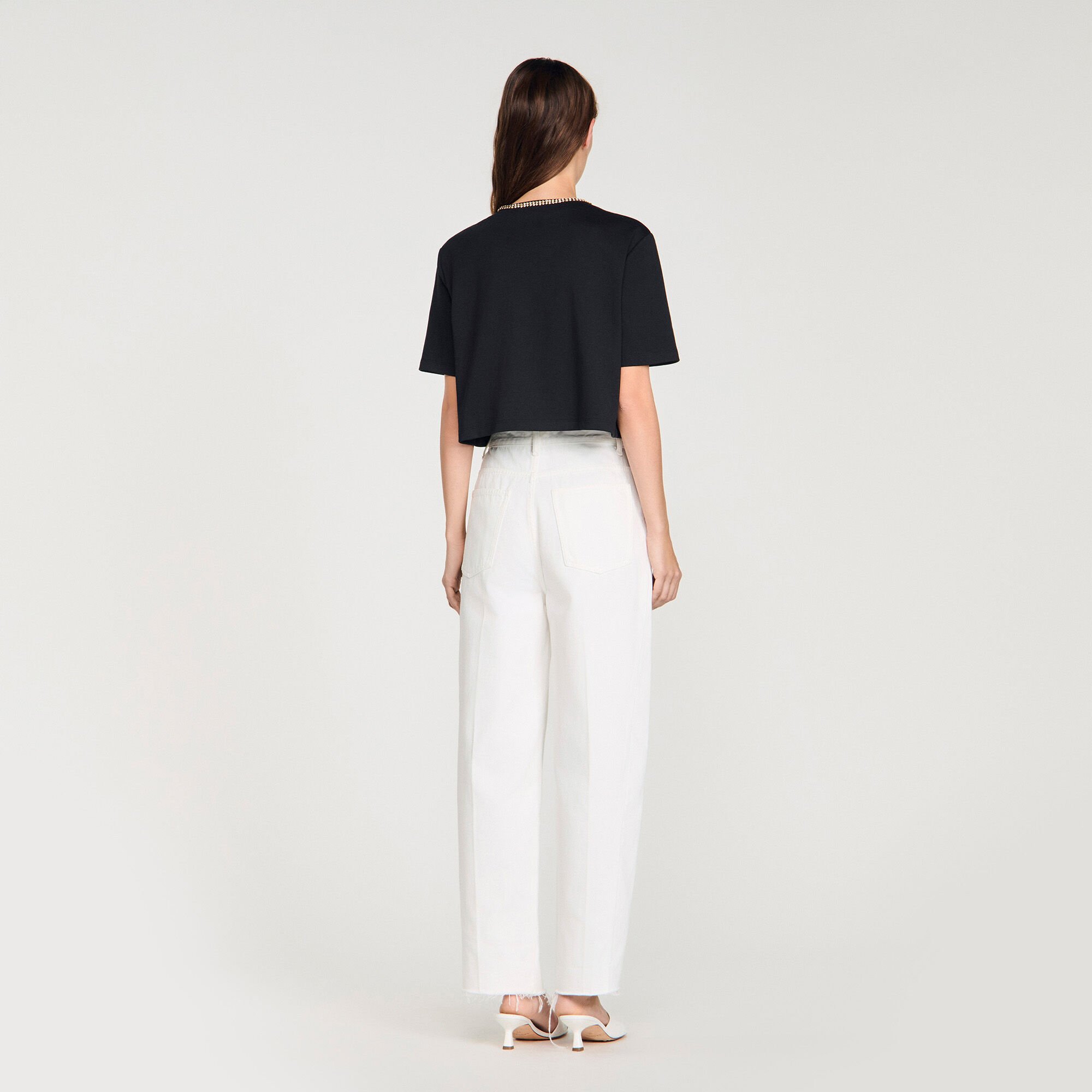 Rhinestone cropped T-shirt