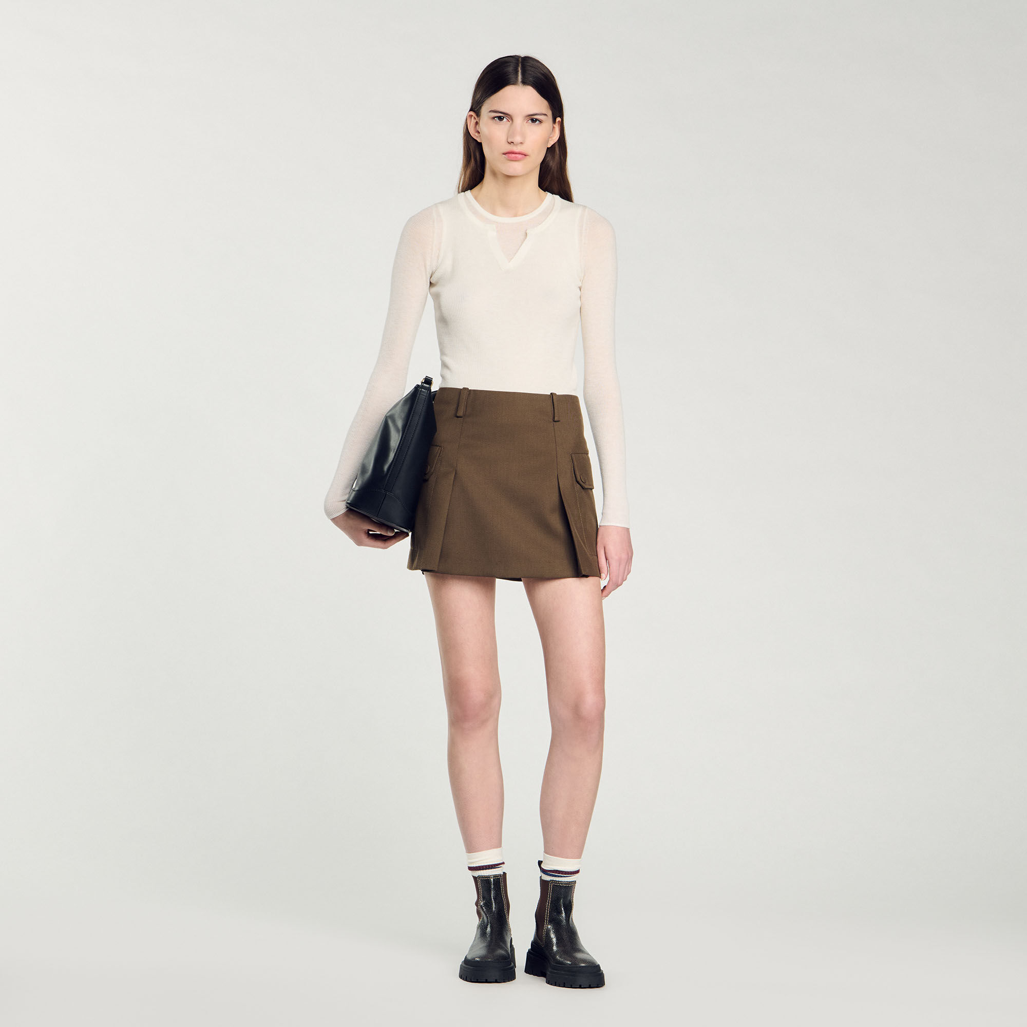 Sandro green leather skirt outlet