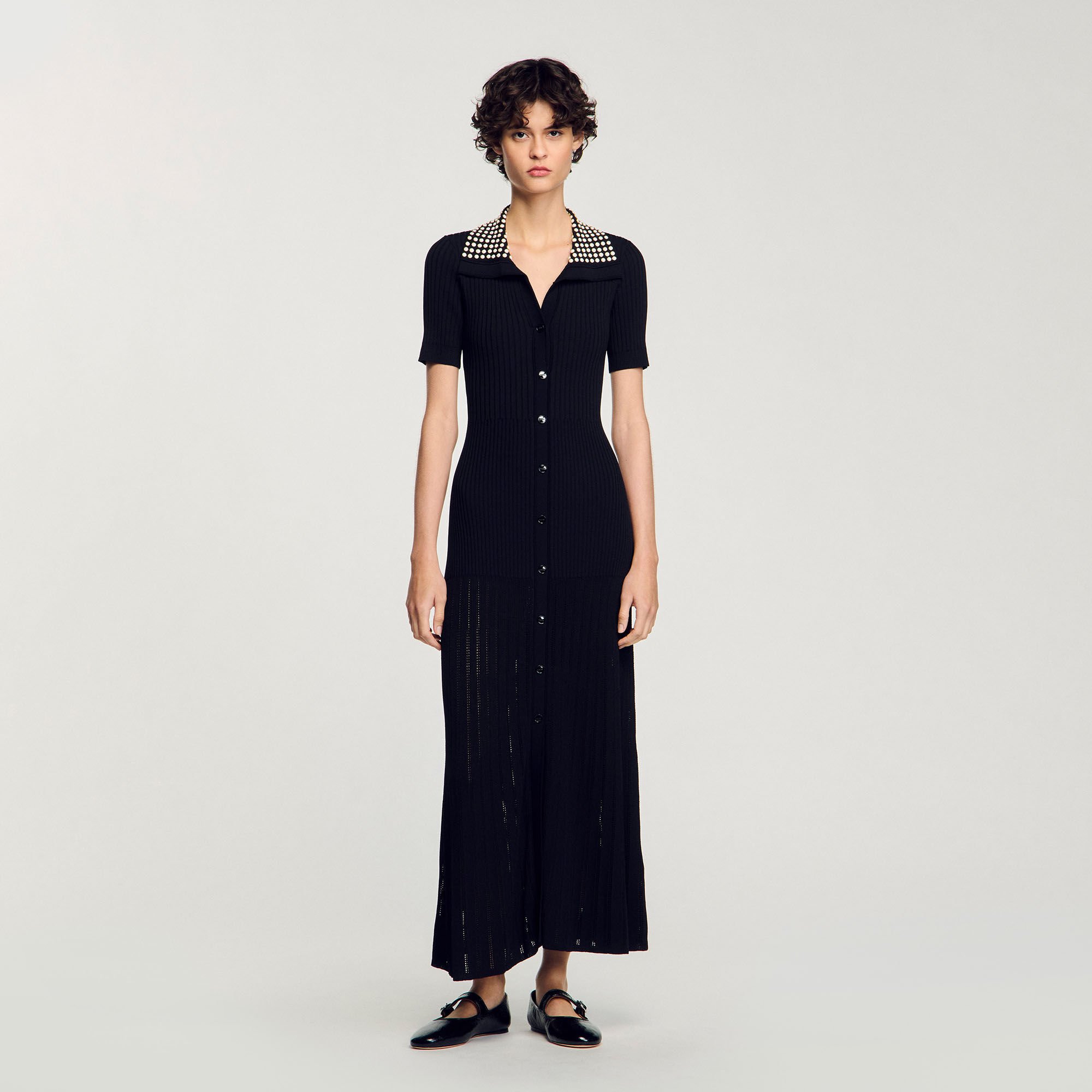Knit maxi dress with studs