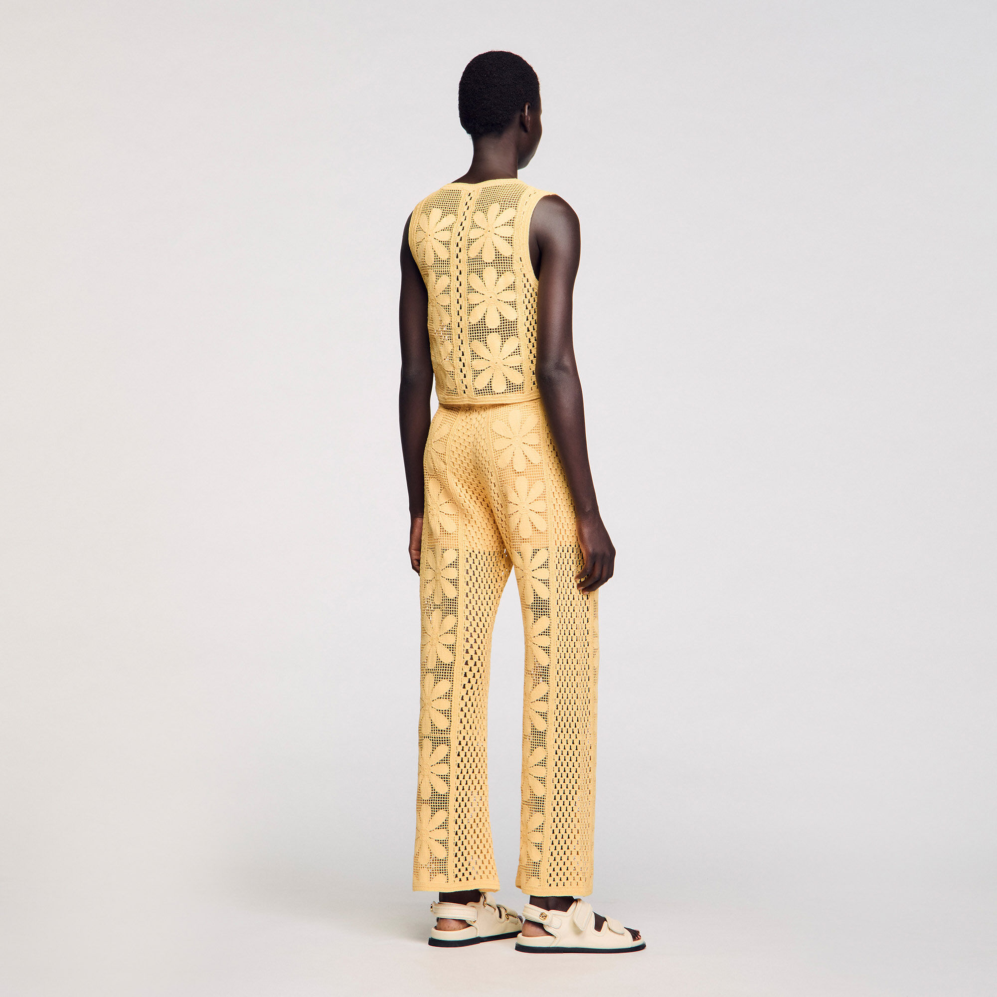 Crochet top yellow / orange For Women | Sandro Paris