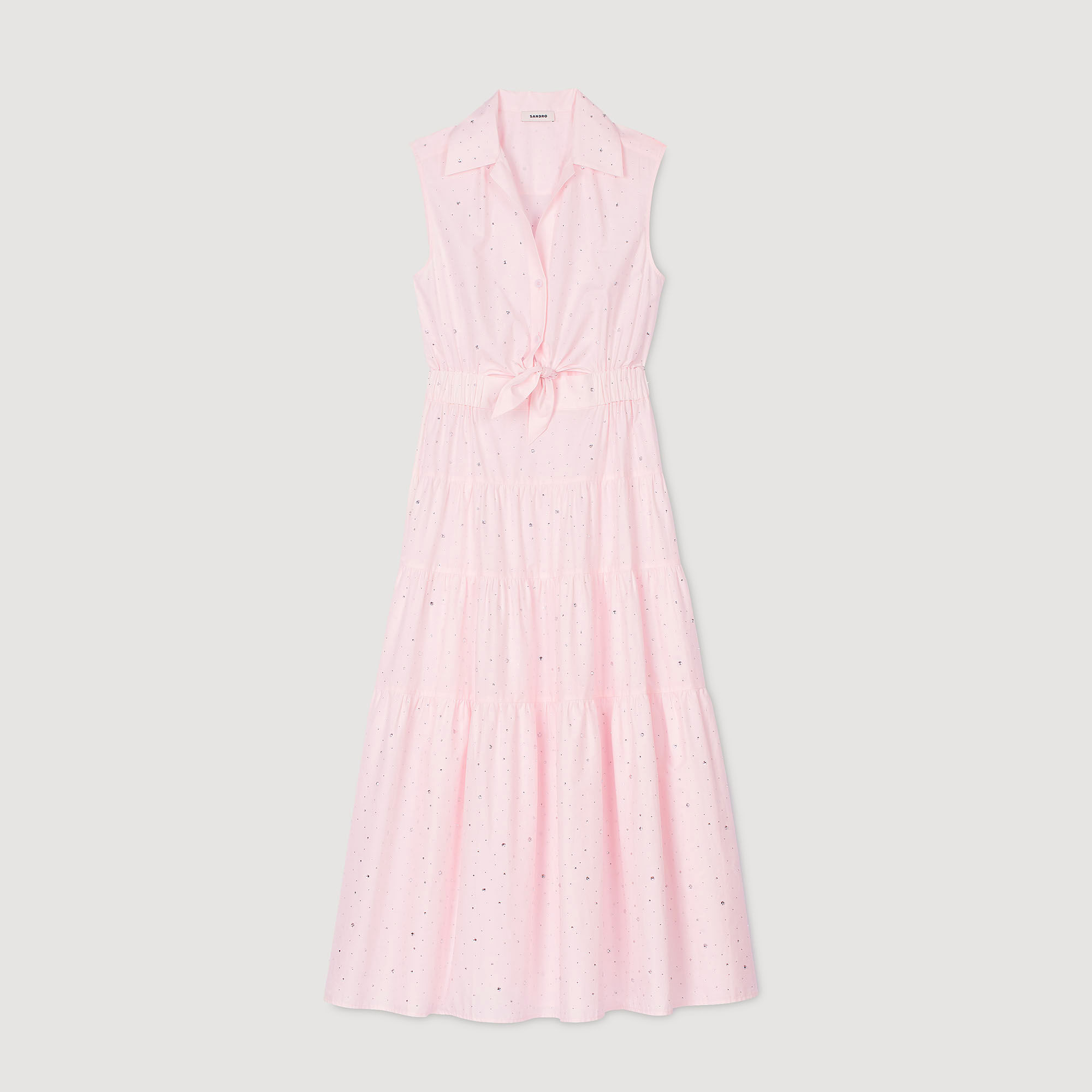 Rhinestone tie-front maxi dress pink For Women | Sandro Paris
